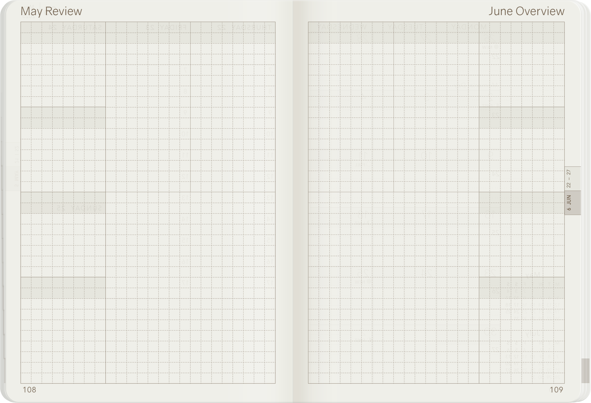 2025 A6 Weekly Planner | 52gsm Tomoe River Paper | Core | Stacked Weekends