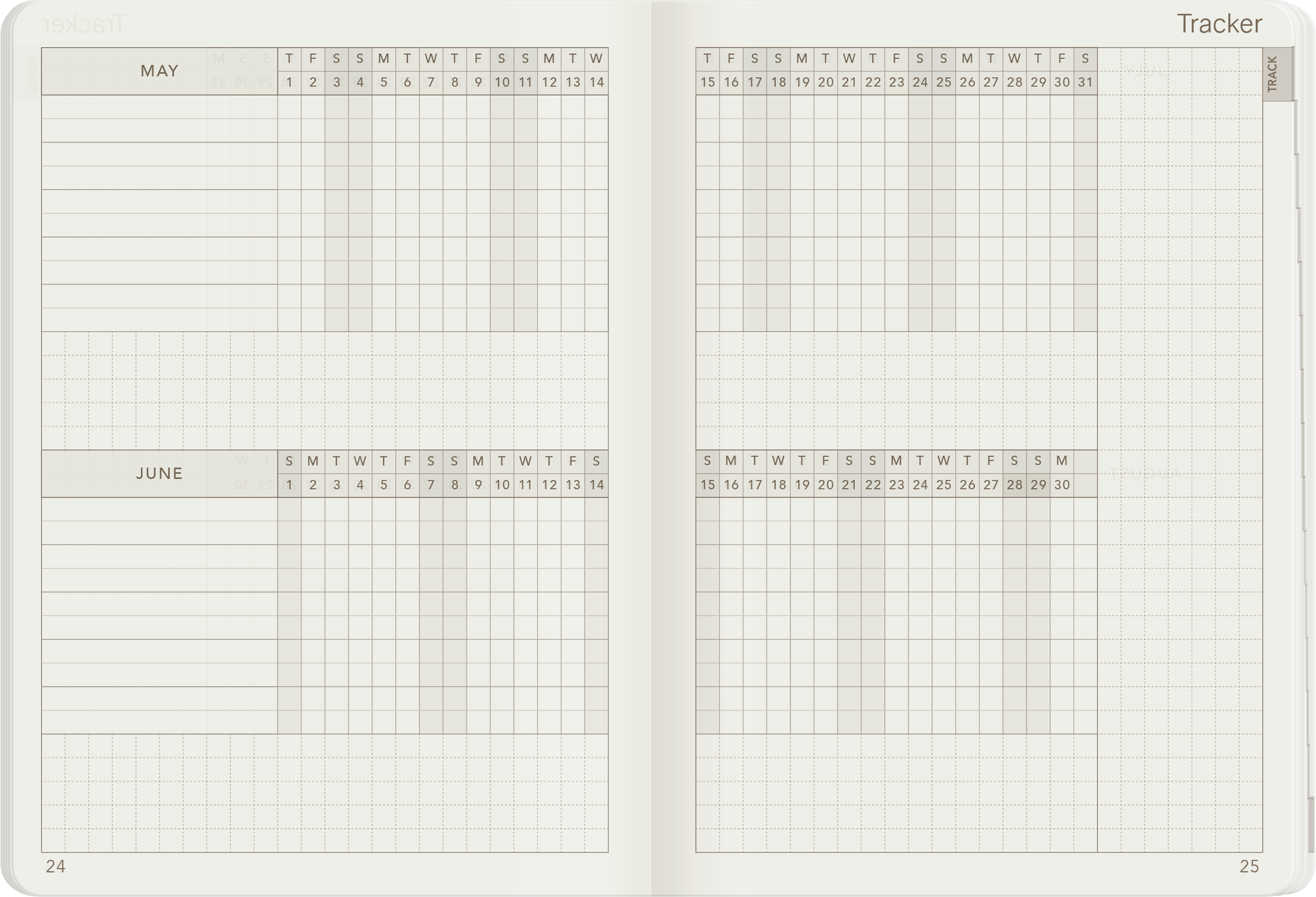 2025 A6 Weekly Planner | 52gsm Tomoe River Paper | Core | Stacked Weekends