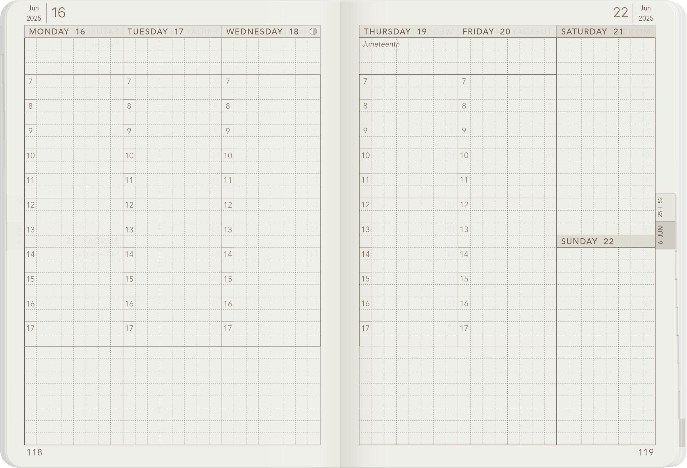 2025 A6 Weekly Planner | 52gsm Tomoe River Paper | Core | Stacked Weekends