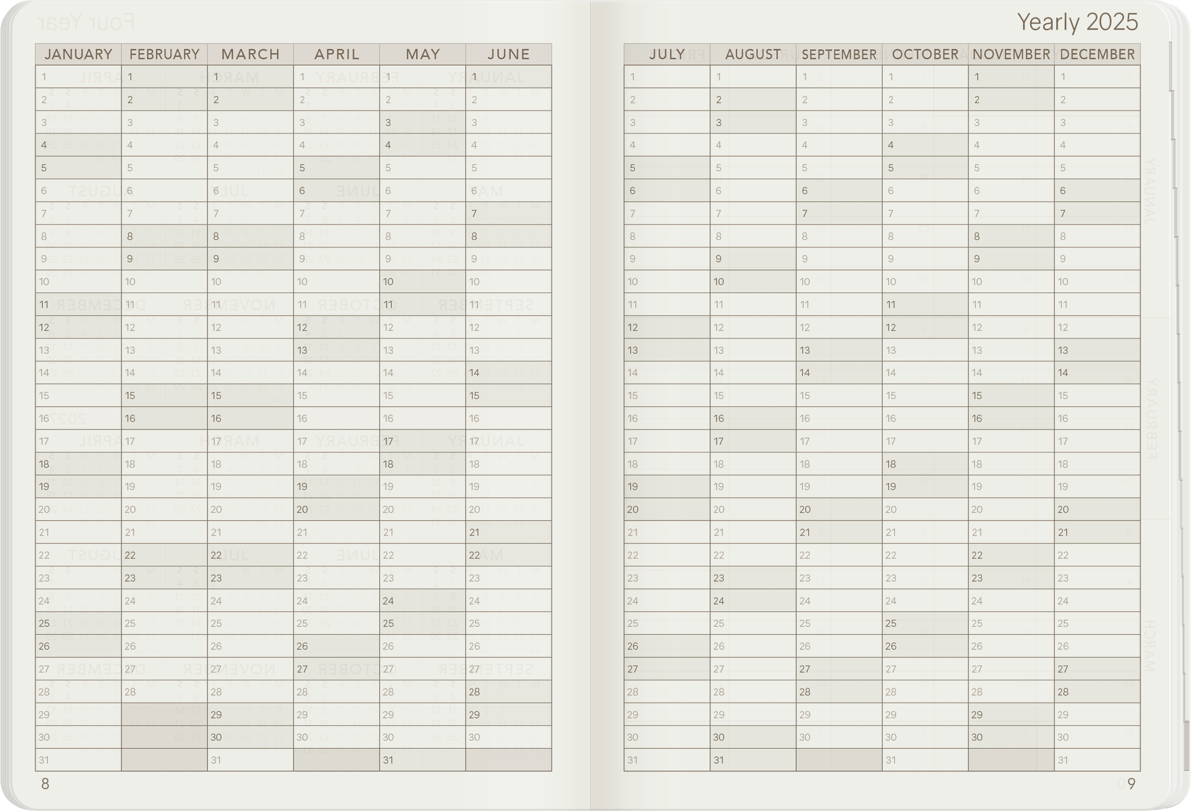 2025 A6 Weekly Planner | 52gsm Tomoe River Paper | Core | Stacked Weekends