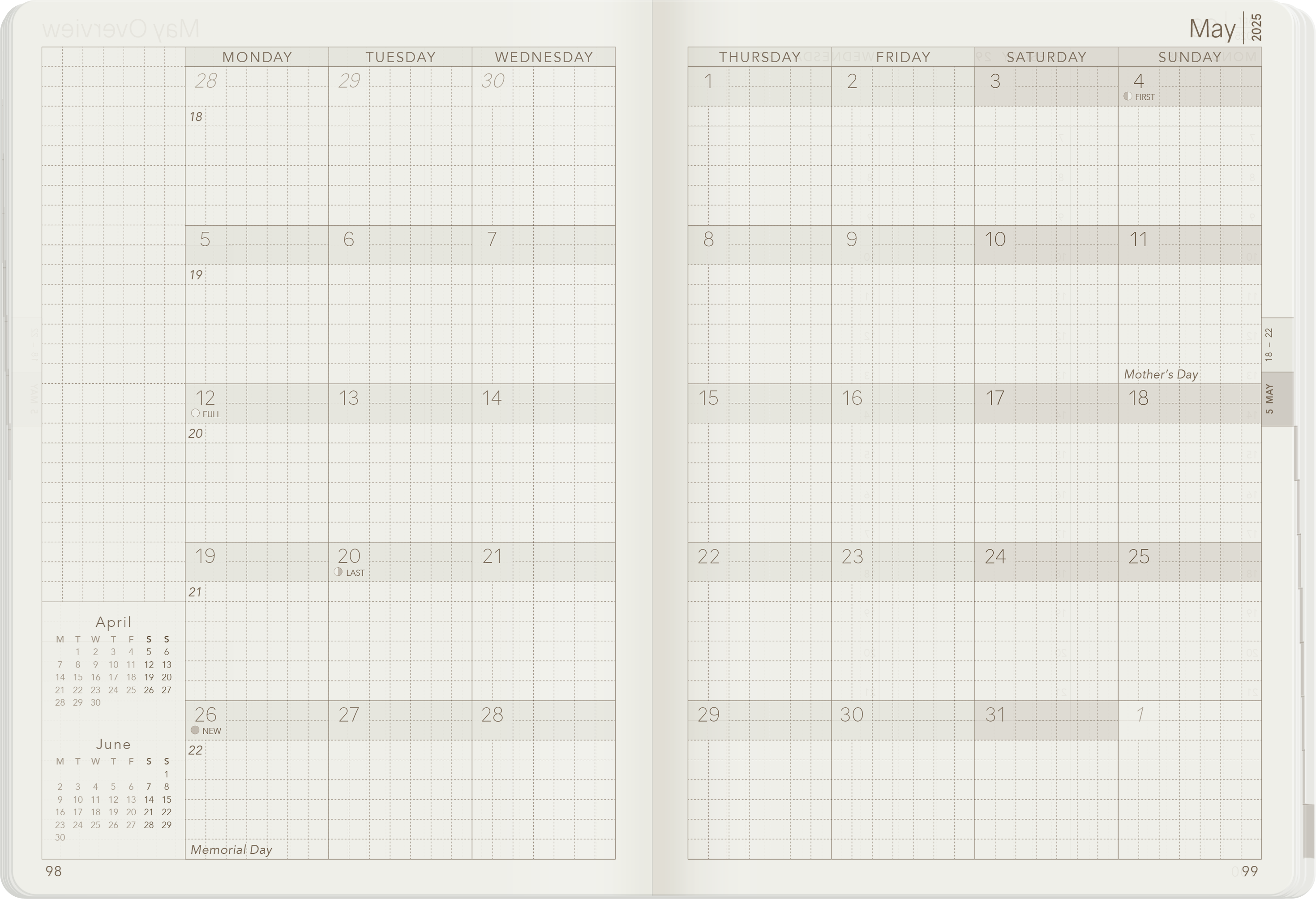 2025 B6 Weekly Planner | 52gsm Tomoe River Paper | Core | Stacked Weekends