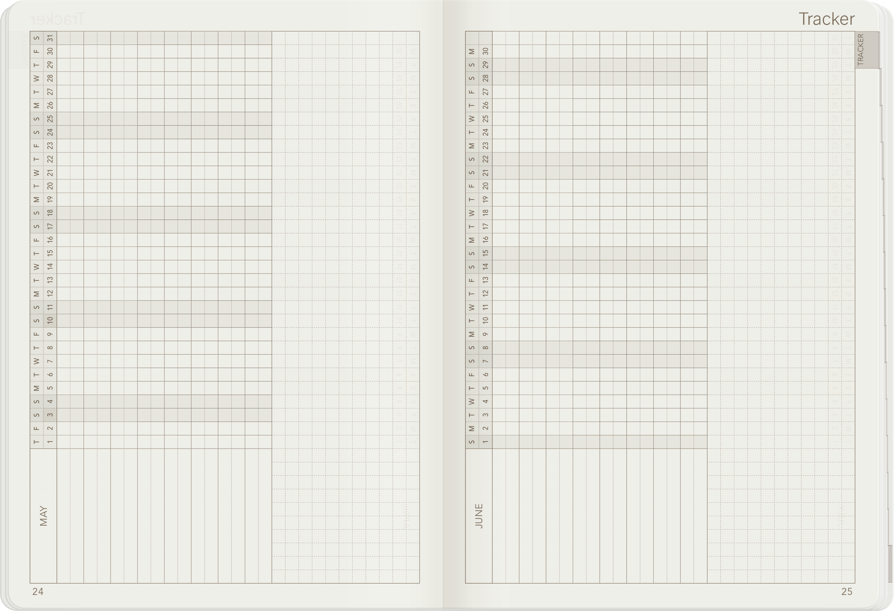 2025 B6 Weekly Planner | 52gsm Tomoe River Paper | Core | Stacked Weekends