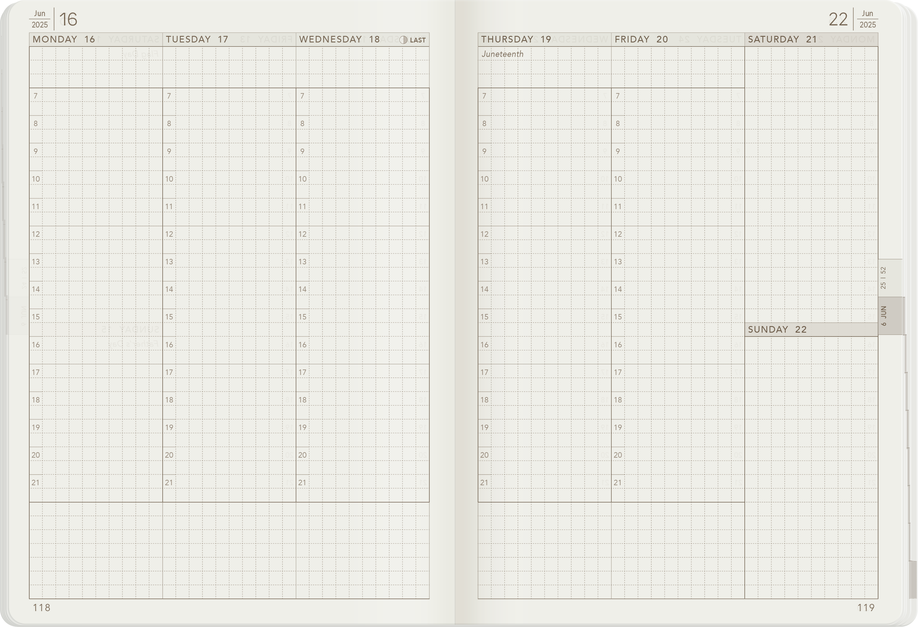 2025 B6 Weekly Planner | 52gsm Tomoe River Paper | Core | Stacked Weekends