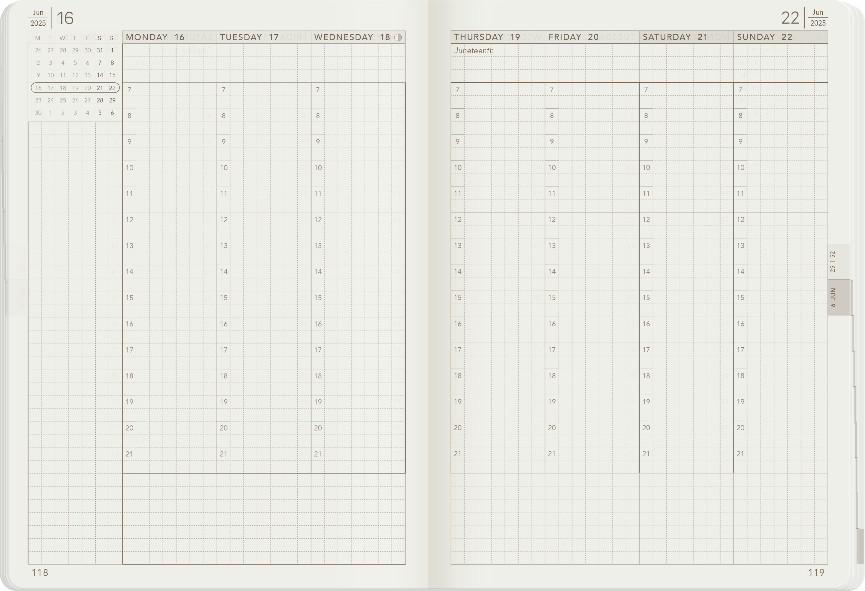 2025 B6 Weekly Planner | 52gsm Tomoe River Paper | Core | Unstacked Weekends