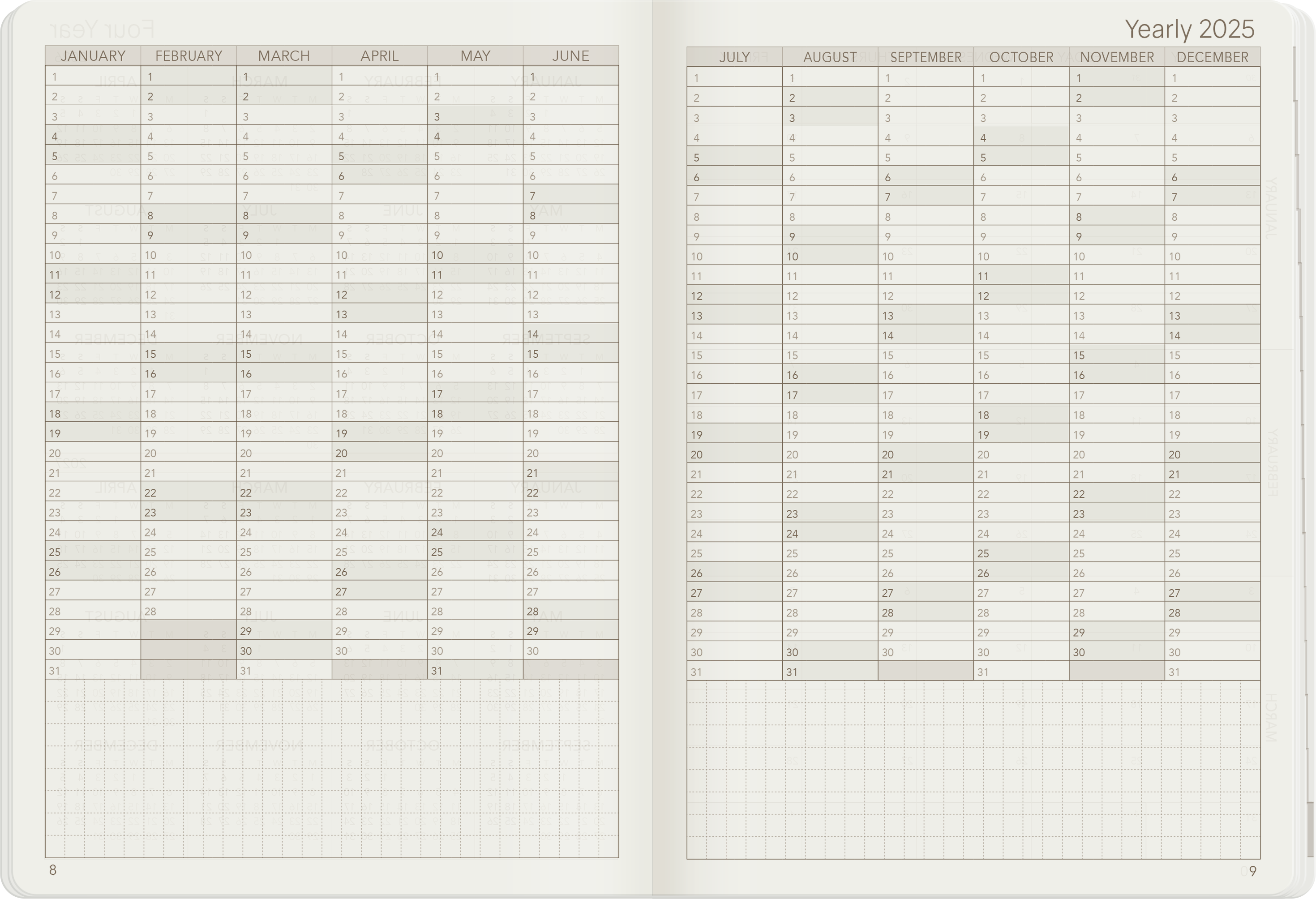 2025 B6 Weekly Planner | 52gsm Tomoe River Paper | Core | Stacked Weekends