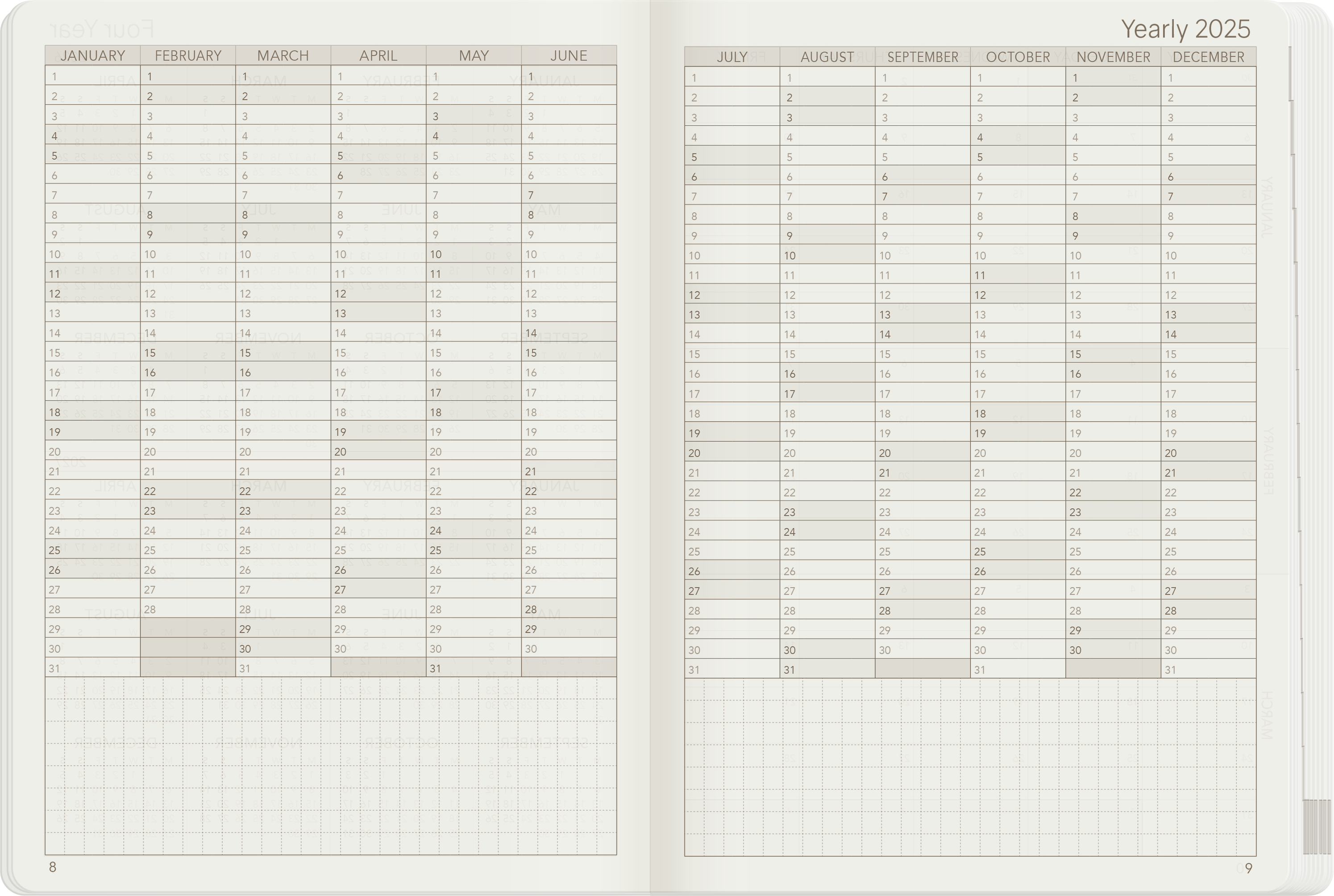 2025 B6 Weekly Planner | 52gsm Tomoe River Paper | All-in-One | Stacked Weekends