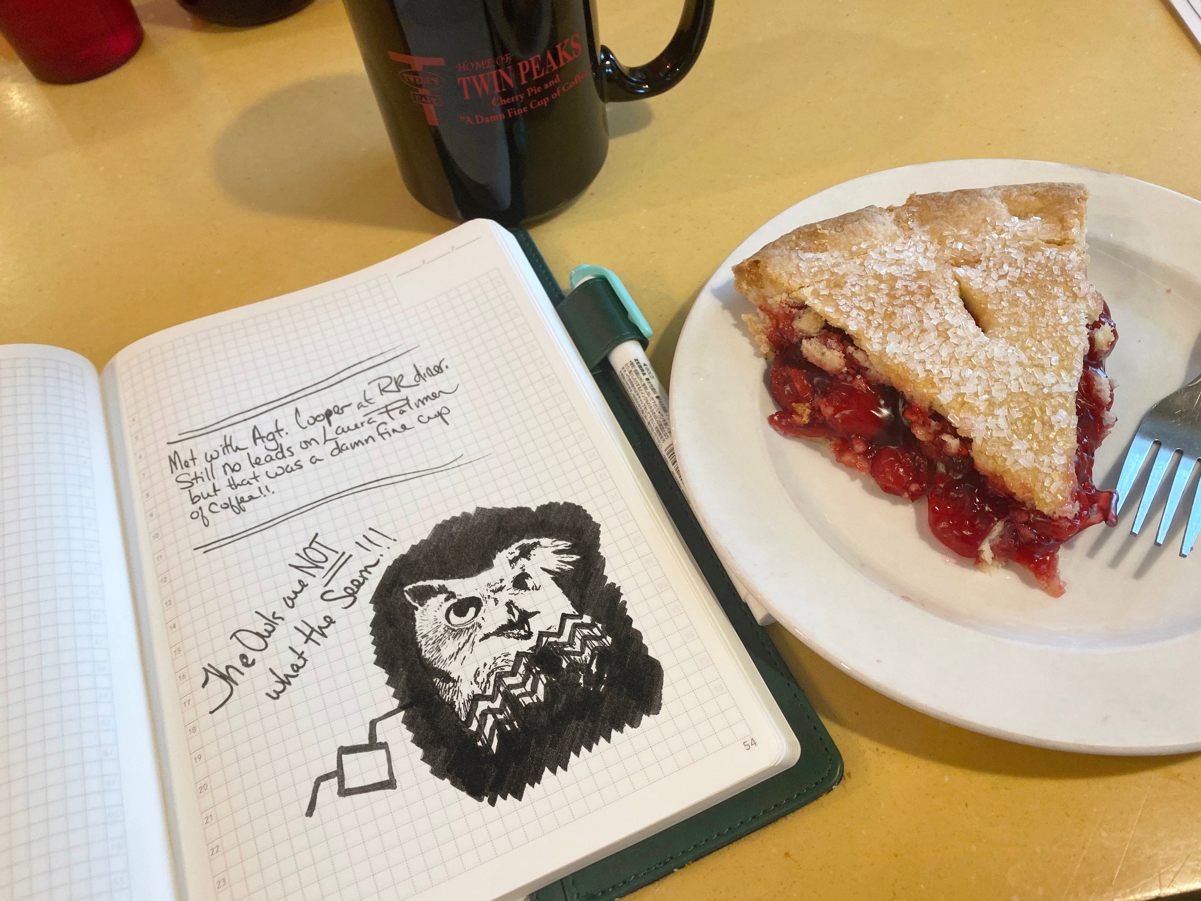 Wonderland 222 Planners and Notebooks sprinkled with a little Twin Peaks.  Damn fine cup of coffee and Cherry Pie at RR Diner