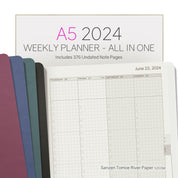 2024 A5 Weekly Planner | 52gsm Tomoe River Paper | All-in-One | Unstacked Weekends