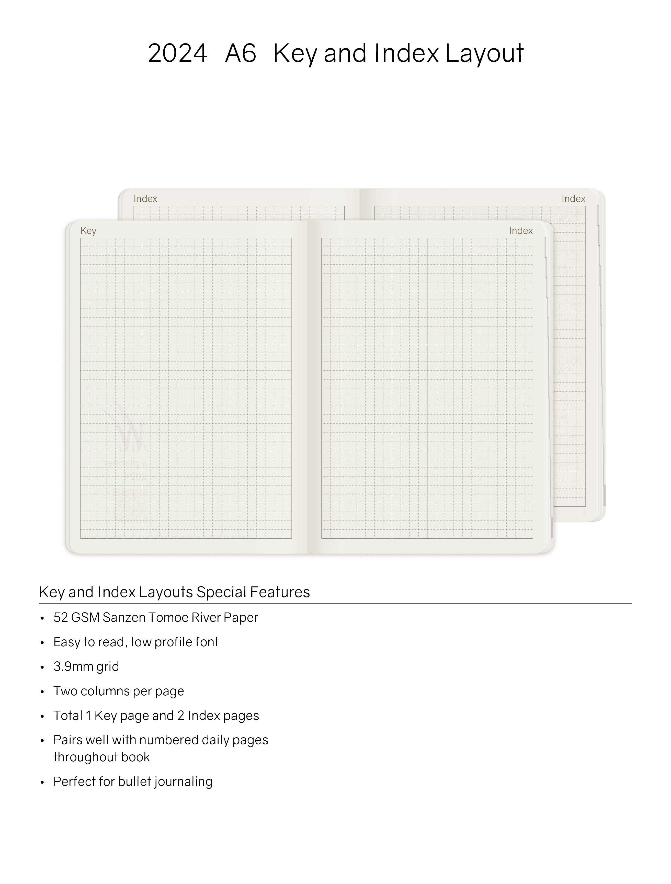 2024 A6 Weekly Planner | 52gsm Tomoe River Paper | Core | Stacked Weekends