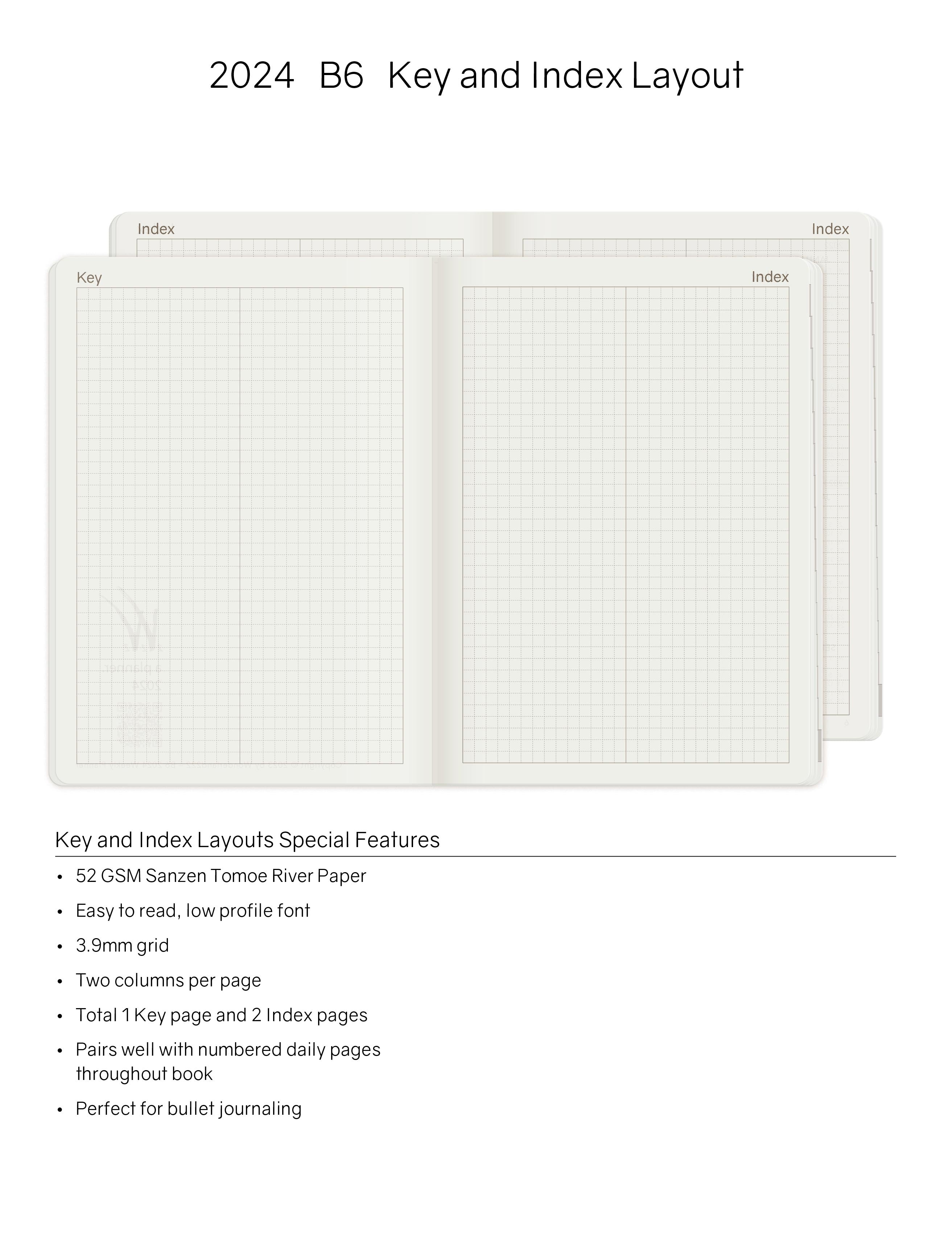2024 B6 Weekly Planner | 52gsm Tomoe River Paper | Core | Stacked Weekends