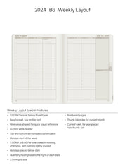 2024 B6 Weekly Planner | 52gsm Tomoe River Paper | Core | Stacked Weekends