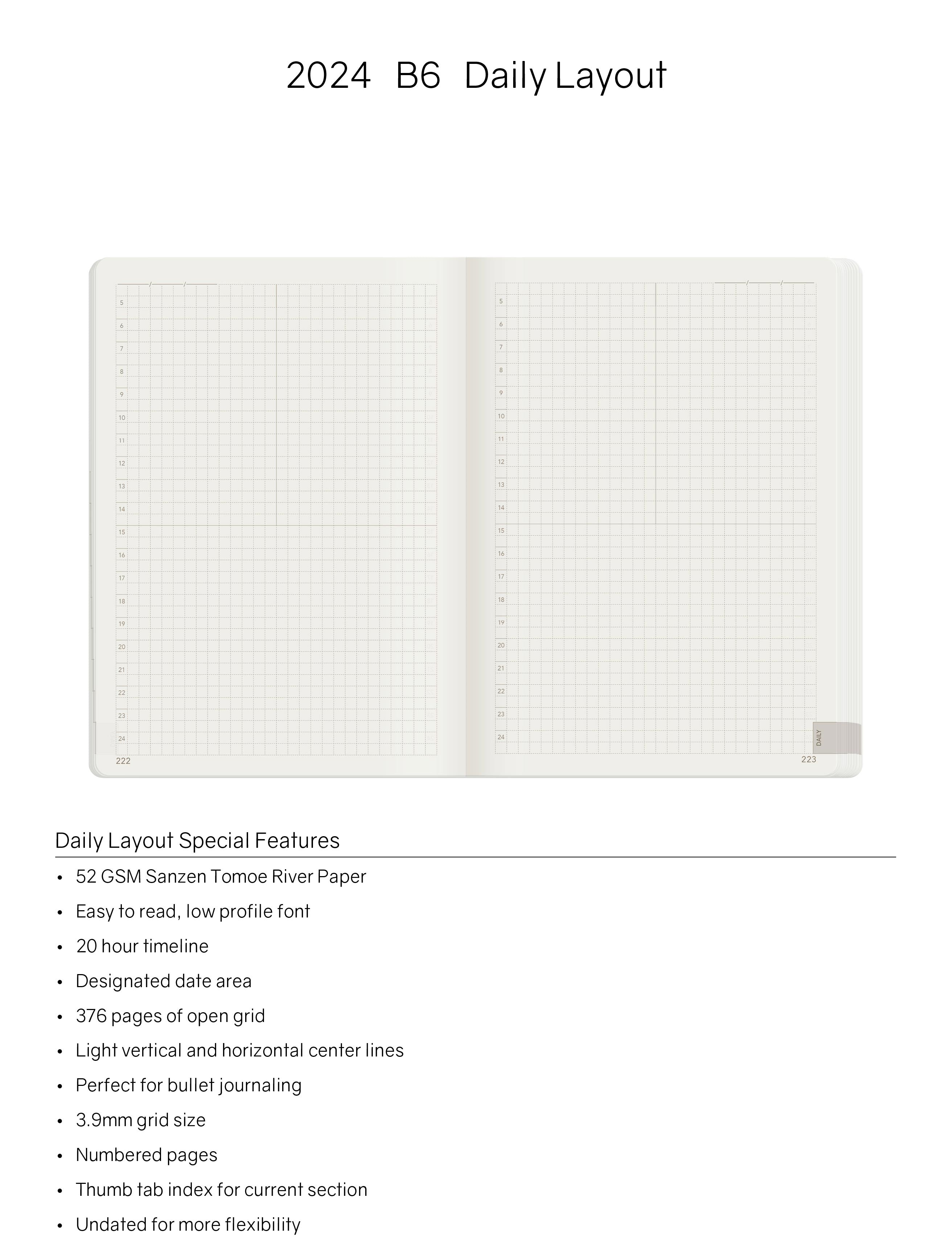 2024 B6 Weekly Planner | 52gsm Tomoe River Paper | All-in-One | Stacked Weekends