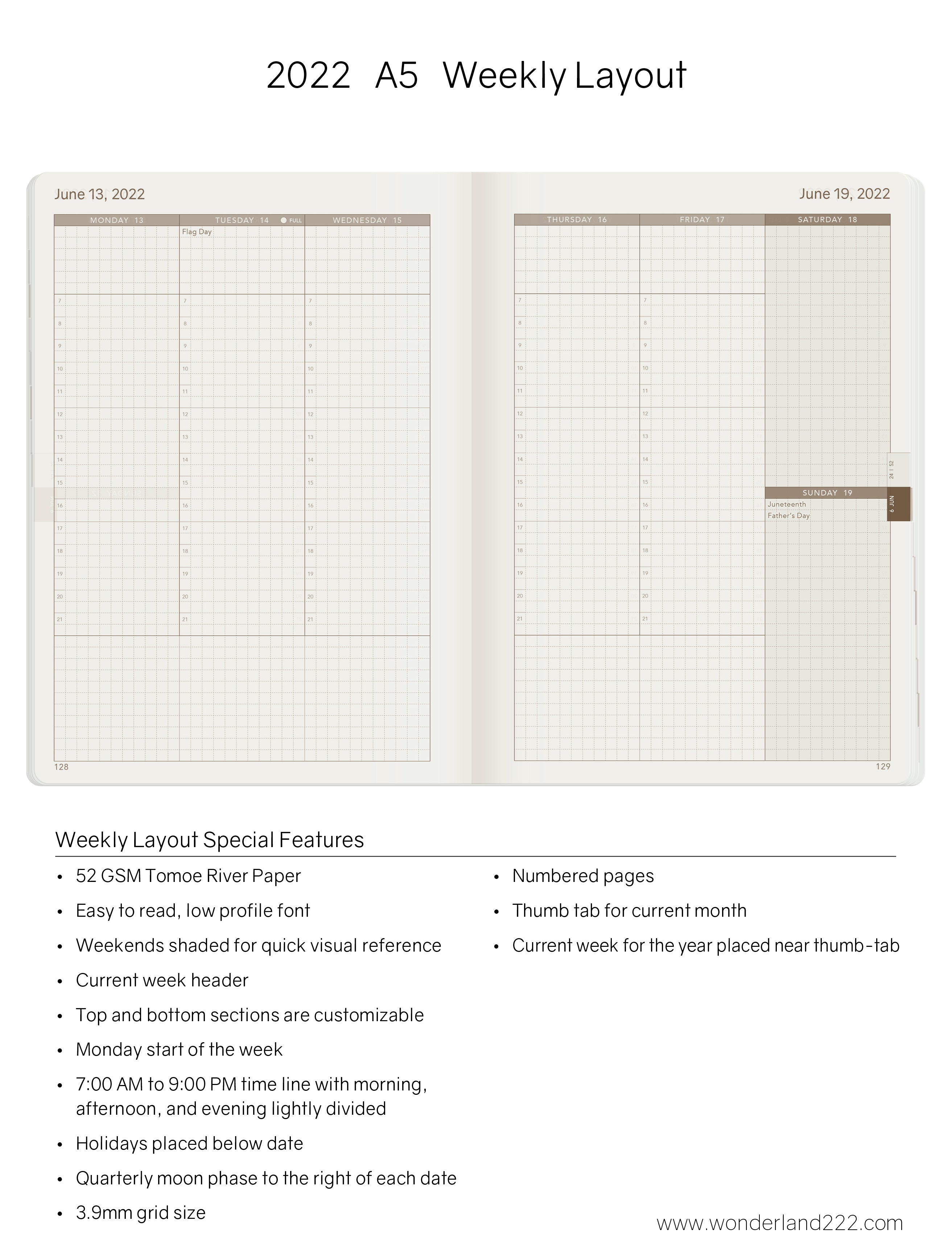 Sale | 2022 A5 Weekly Planner - 52gsm Tomoe River Paper