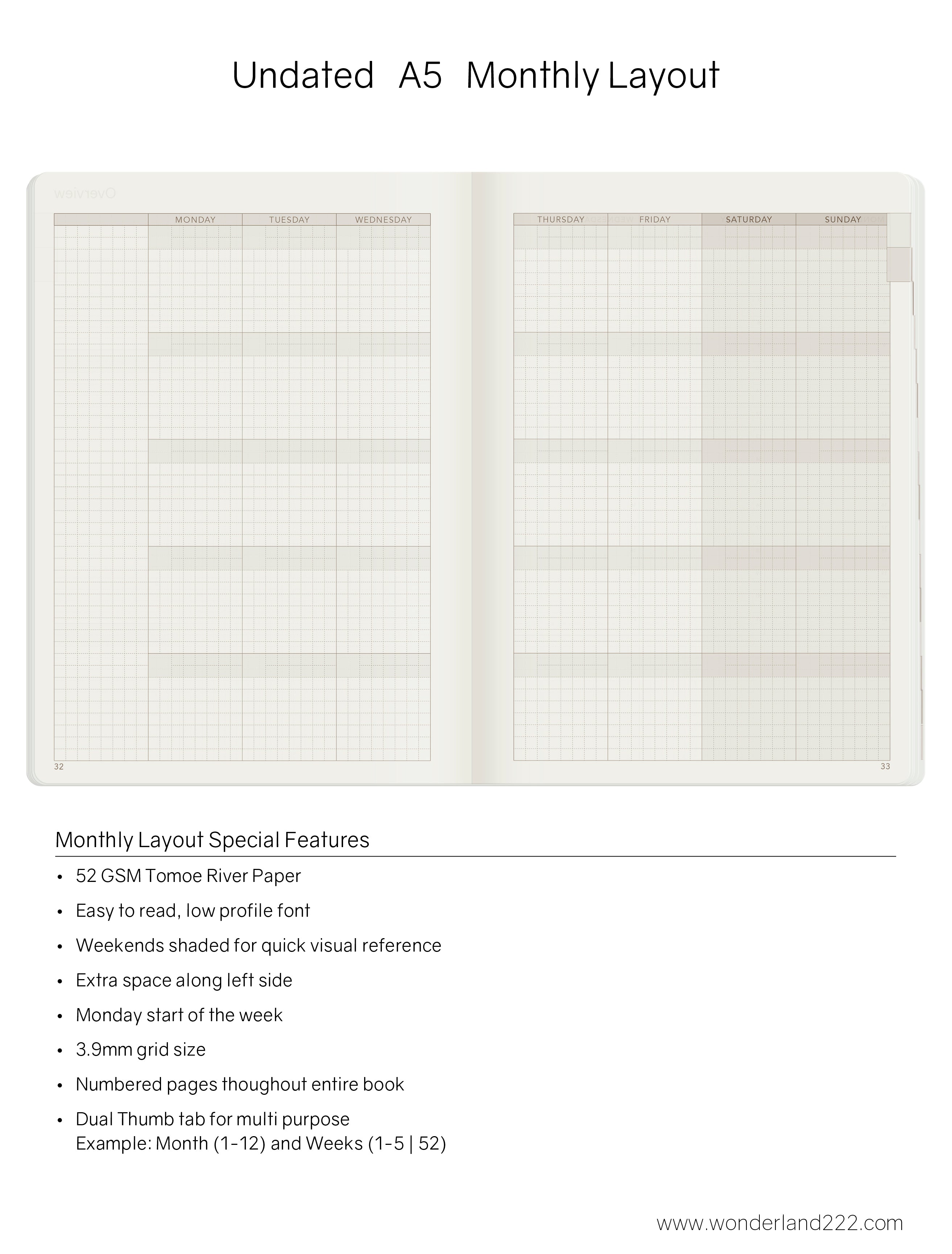 A5 Undated Weekly Planner v.1 | 2022 Edition | Core | Stacked Weekends