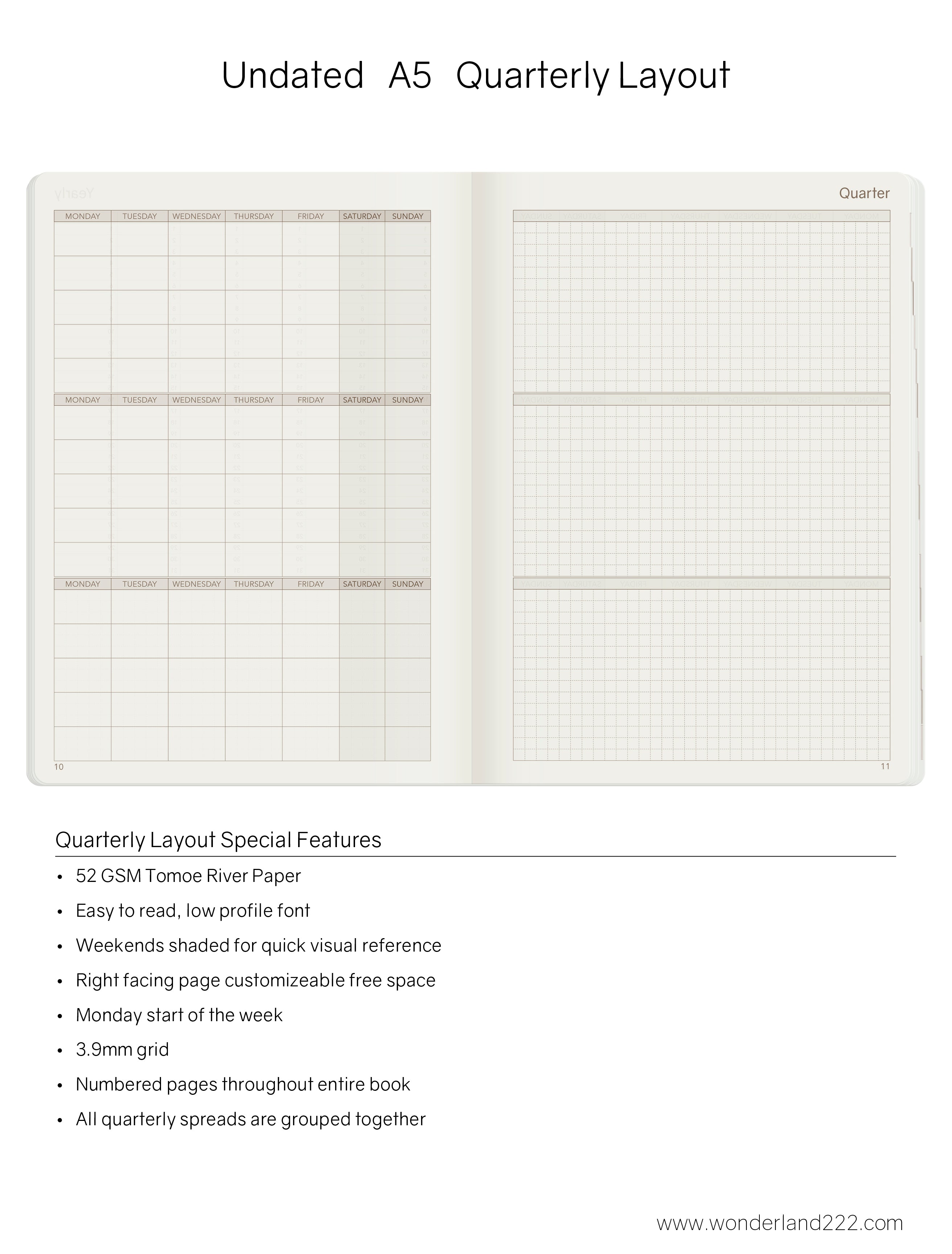 A5 Undated Weekly Planner v.1 | 2022 Edition | Core | Stacked Weekends