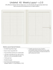 A5 Undated Weekly Planner v.2 | 2023 Edition | Core | Stacked Weekends
