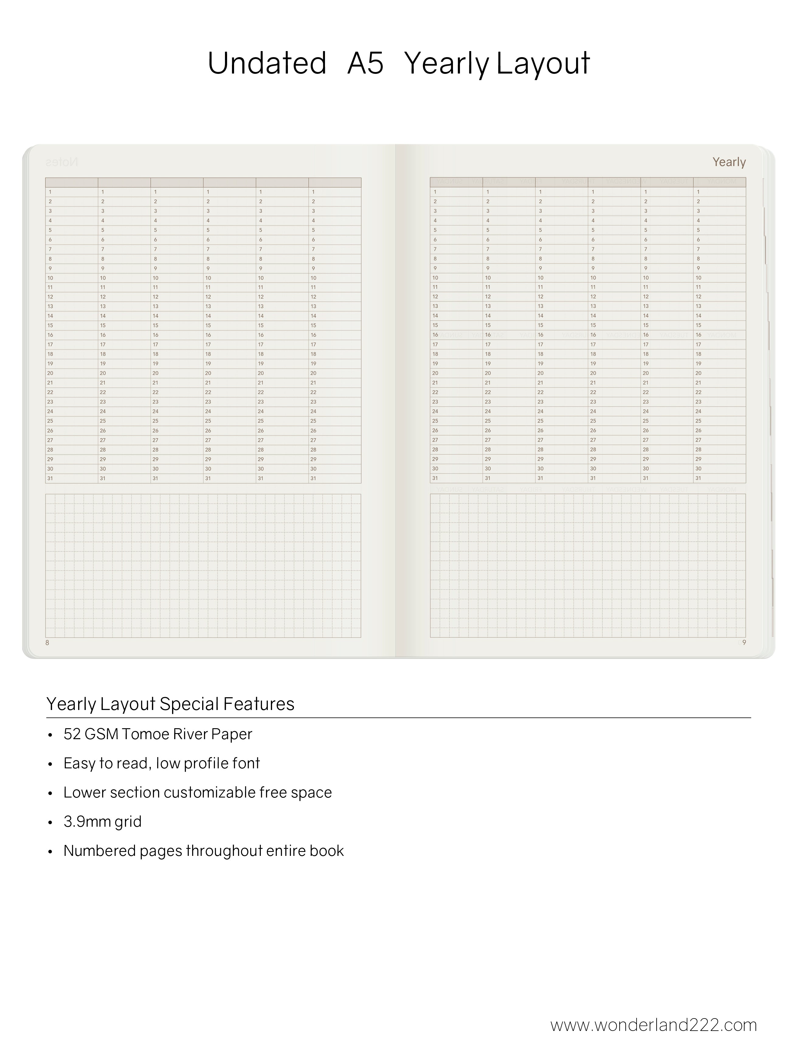 A5 Undated Weekly Planner v.1 | 2022 Edition | Core | Stacked Weekends
