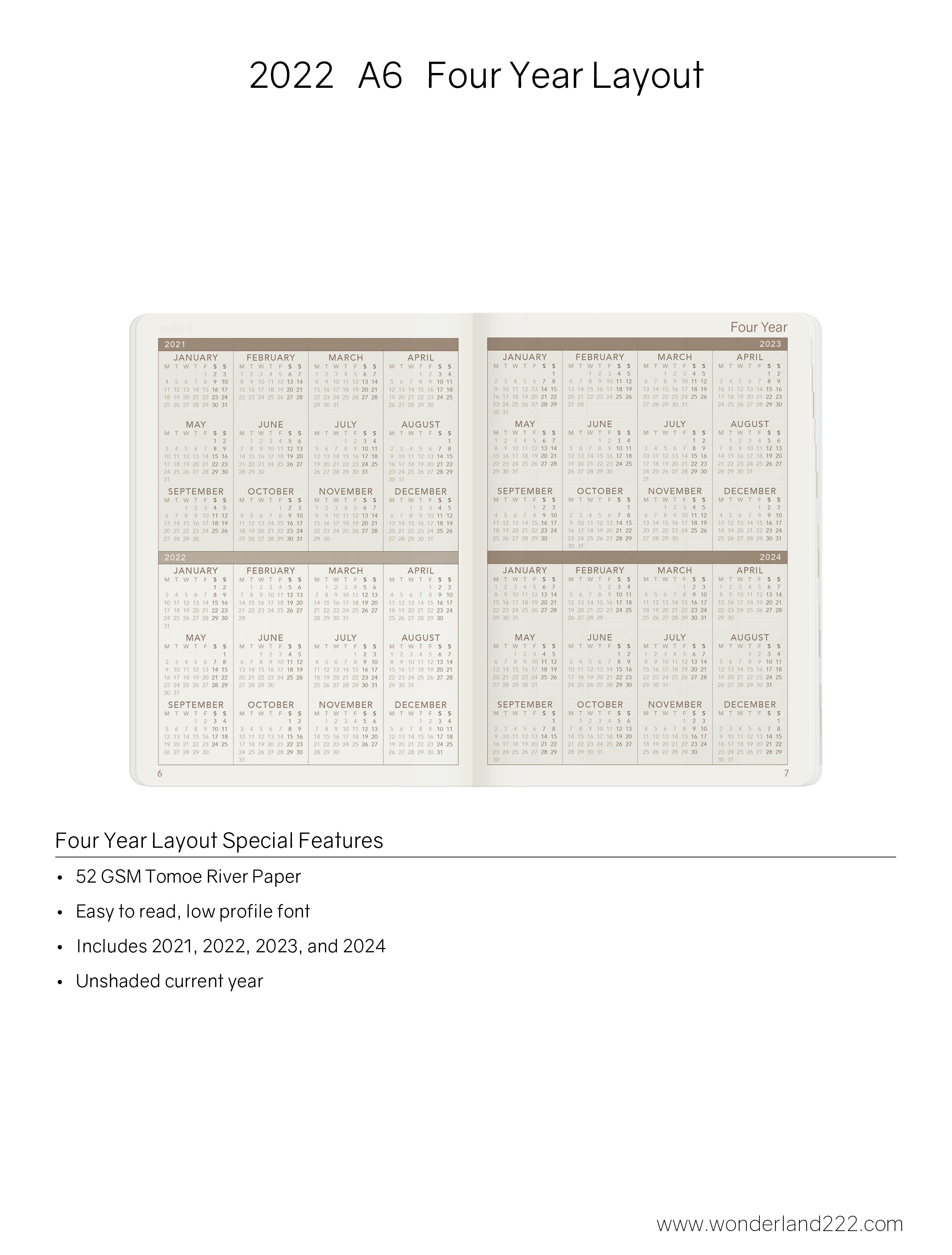 Sale | 2022 A6 Weekly Planner | 52gsm Tomoe River Paper | Core | Stacked Weekends