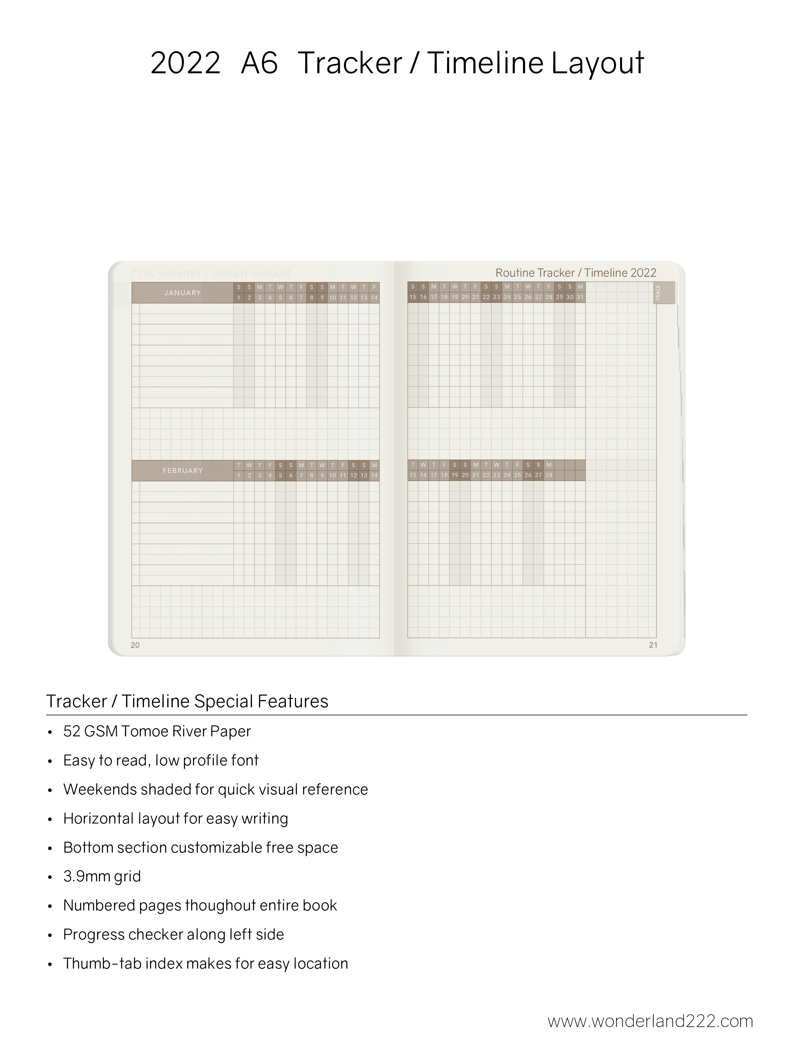 Sale | 2022 A6 Weekly Planner | 52gsm Tomoe River Paper | Core | Stacked Weekends