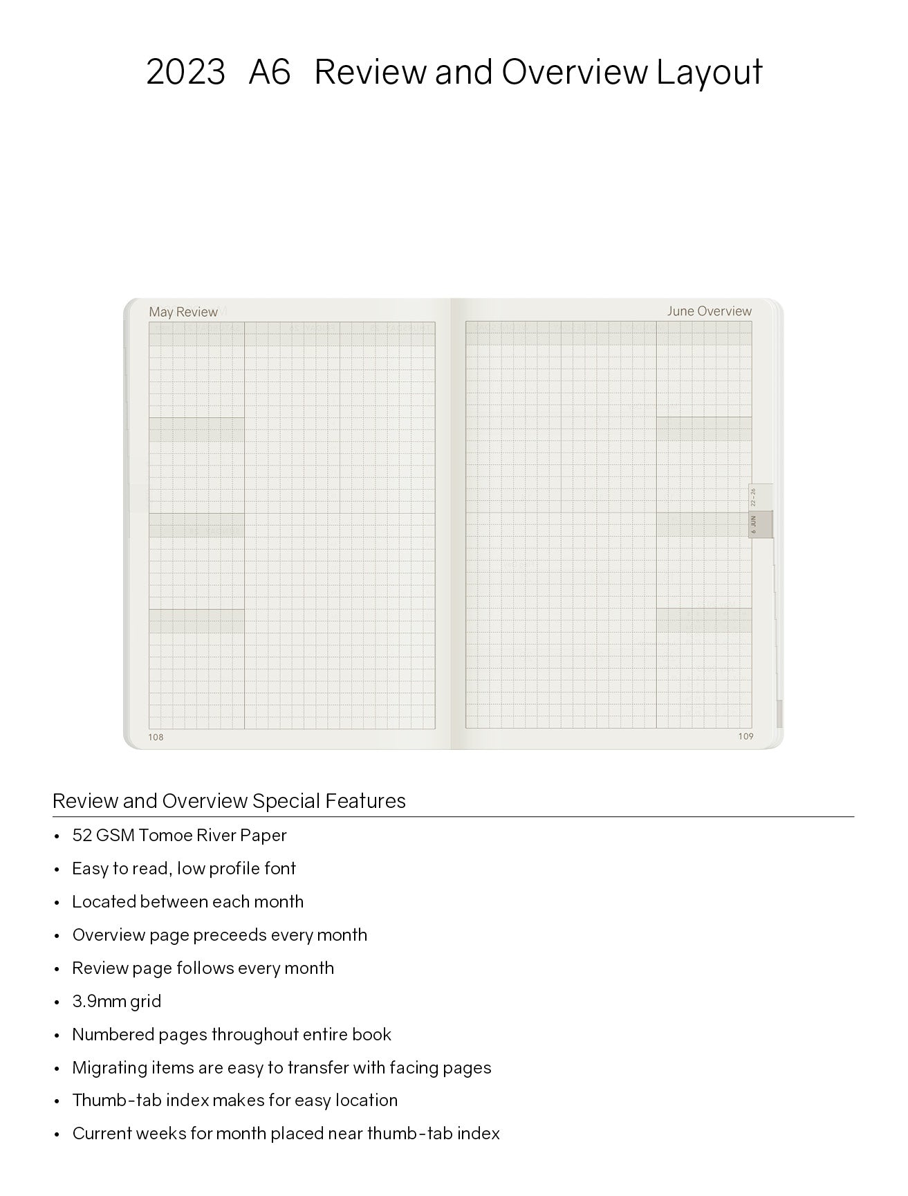 Sale | 2023 A6 Weekly Planner | 52gsm Tomoe River Paper | Core | Stacked Weekends