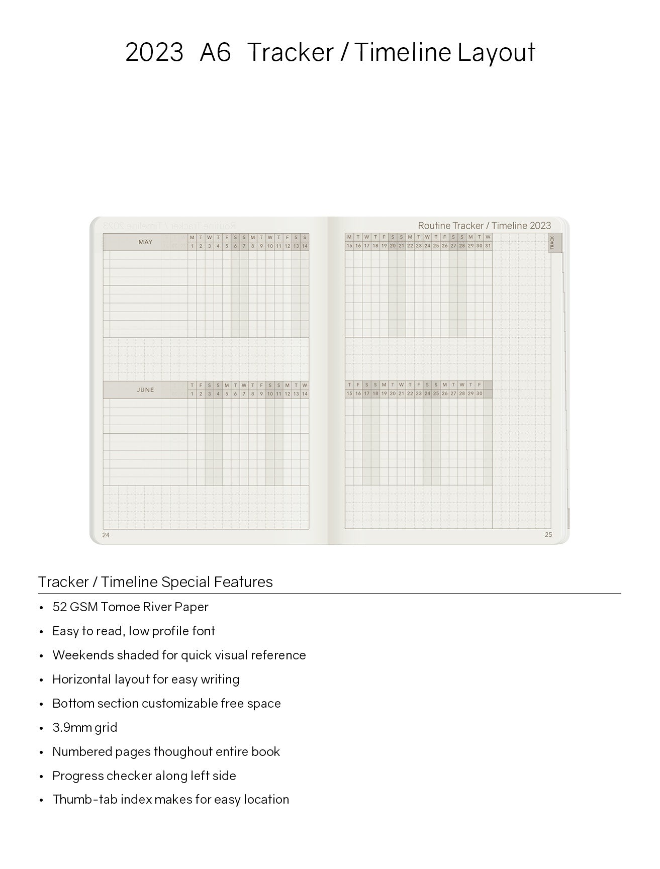 Sale | 2023 A6 Weekly Planner | 52gsm Tomoe River Paper | Core | Stacked Weekends