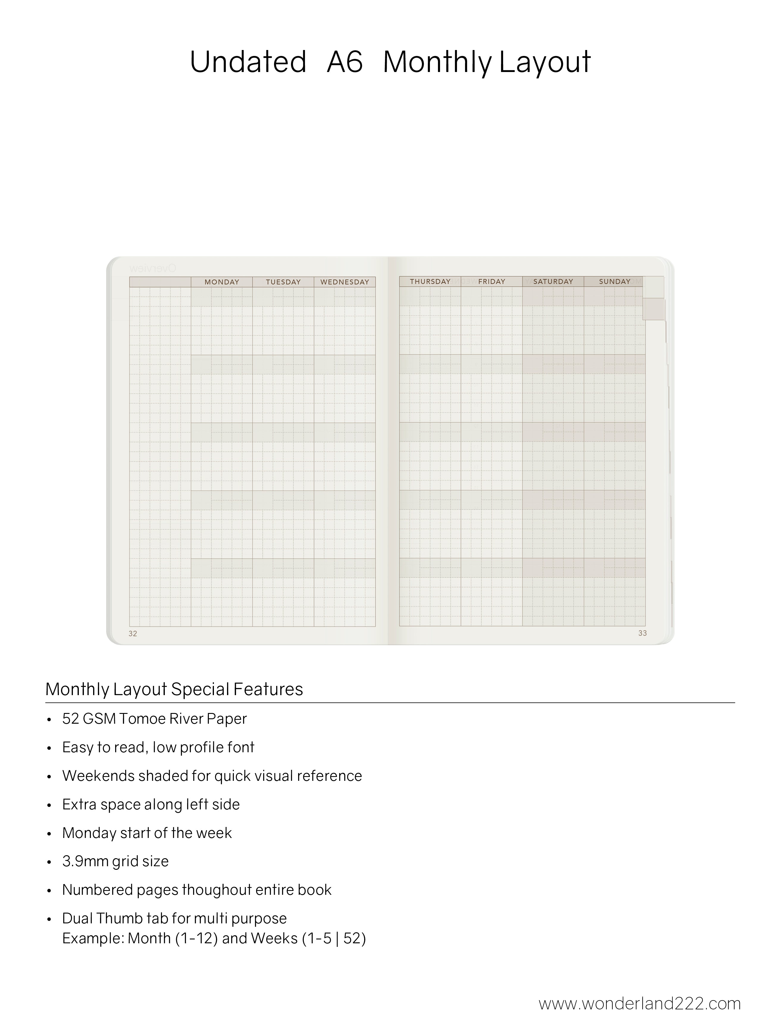 A6 Undated Weekly Planner v.1 | 2022 Edition | Core | Stacked Weekends