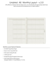 A6 Undated Weekly Planner v.2 | 2023 Edition | Core | Stacked Weekends