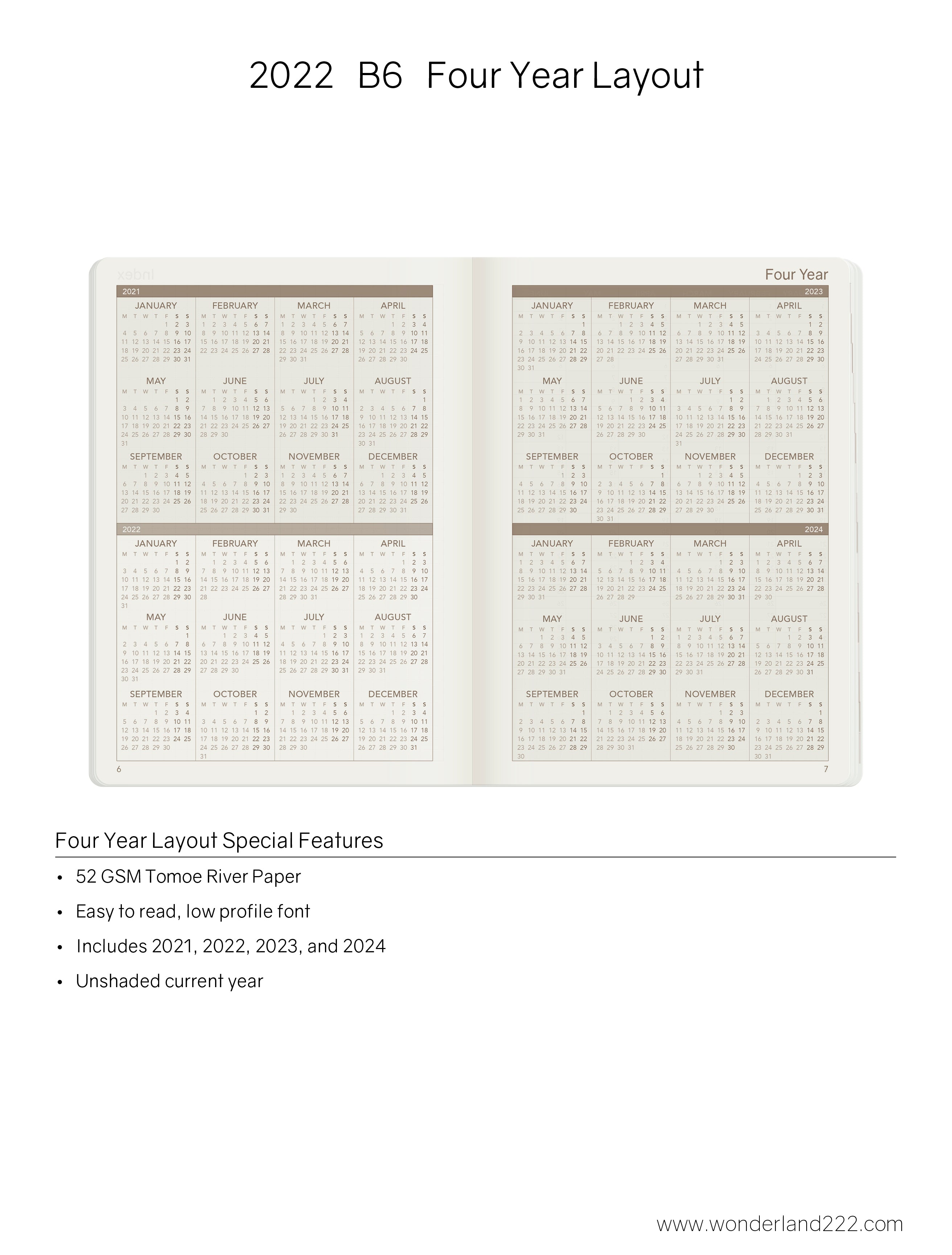 Sale | 2022 B6 Weekly Planner | 52gsm Tomoe River Paper | Core | Stacked