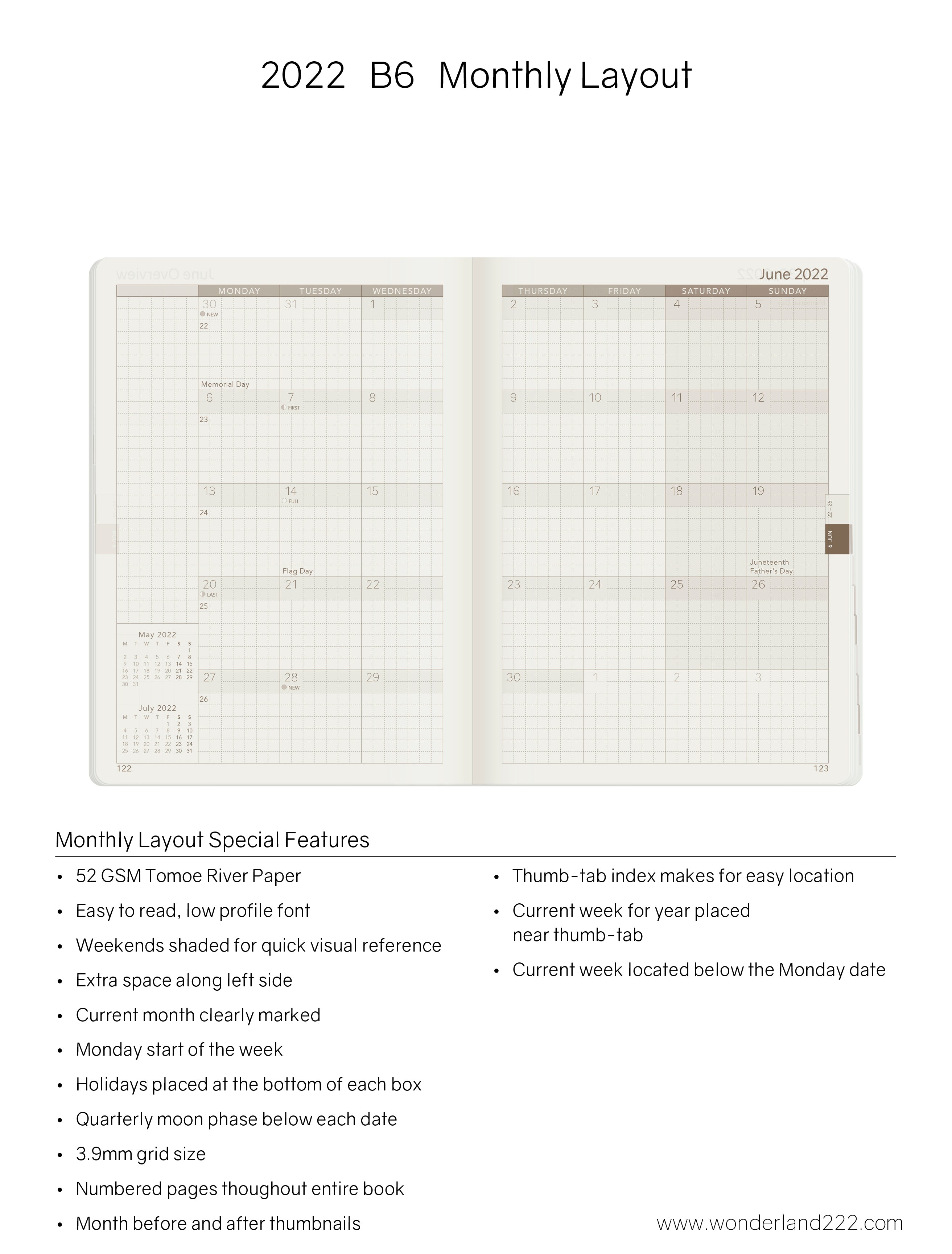 Sale | 2022 B6 Weekly Planner | 52gsm Tomoe River Paper | Core | Stacked