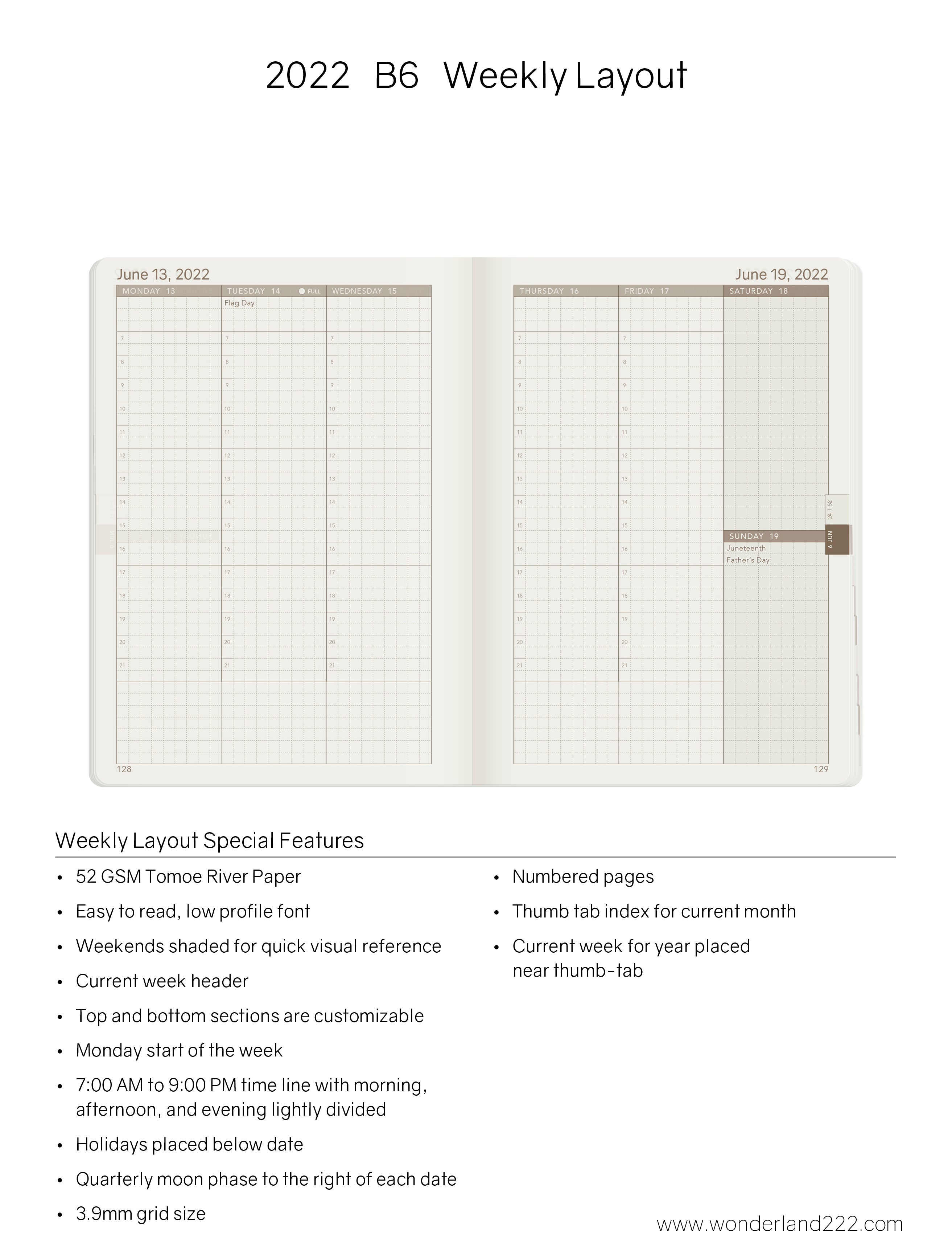 Sale | 2022 B6 Weekly Planner | 52gsm Tomoe River Paper | Core | Stacked