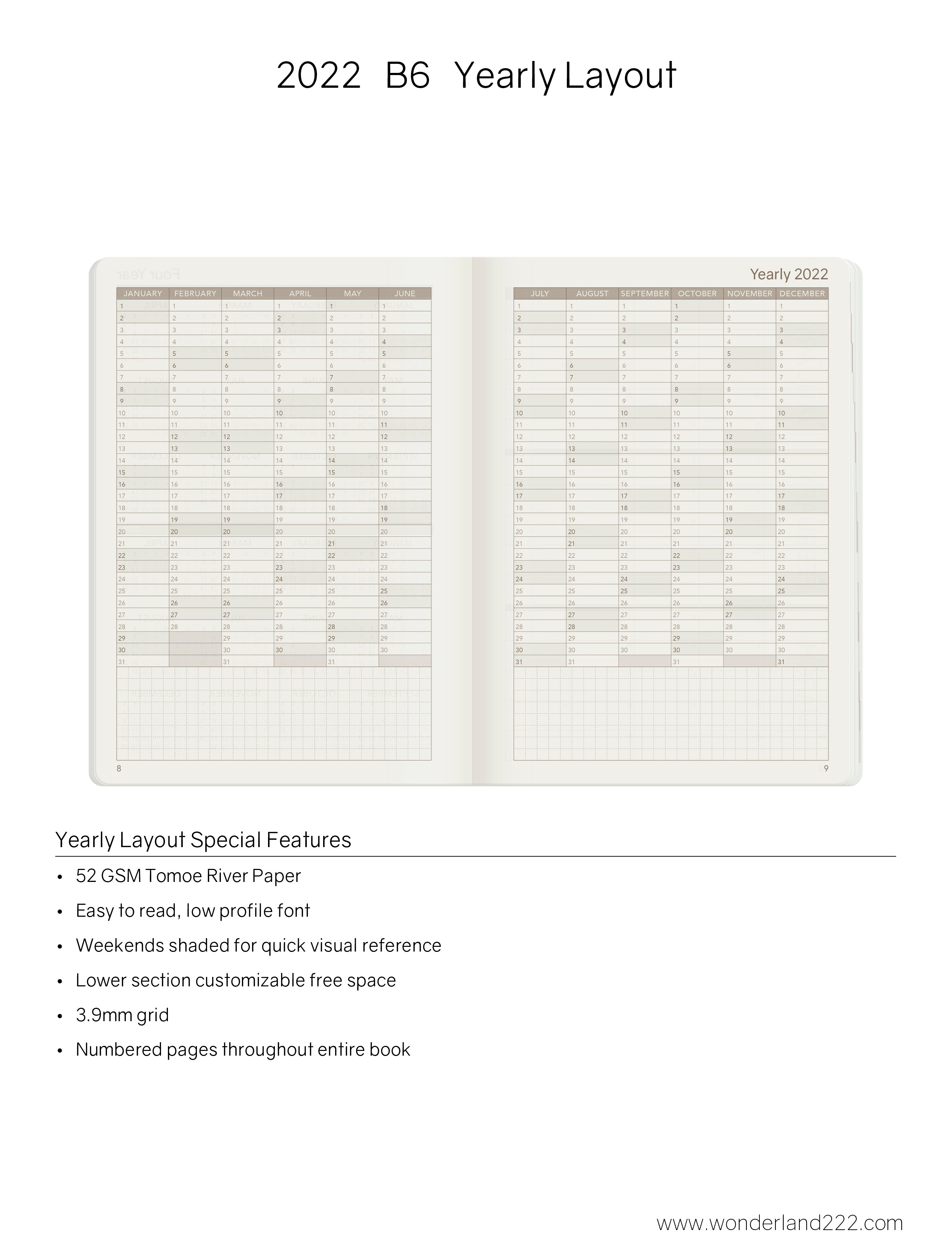 Sale | 2022 B6 Weekly Planner | 52gsm Tomoe River Paper | Core | Stacked