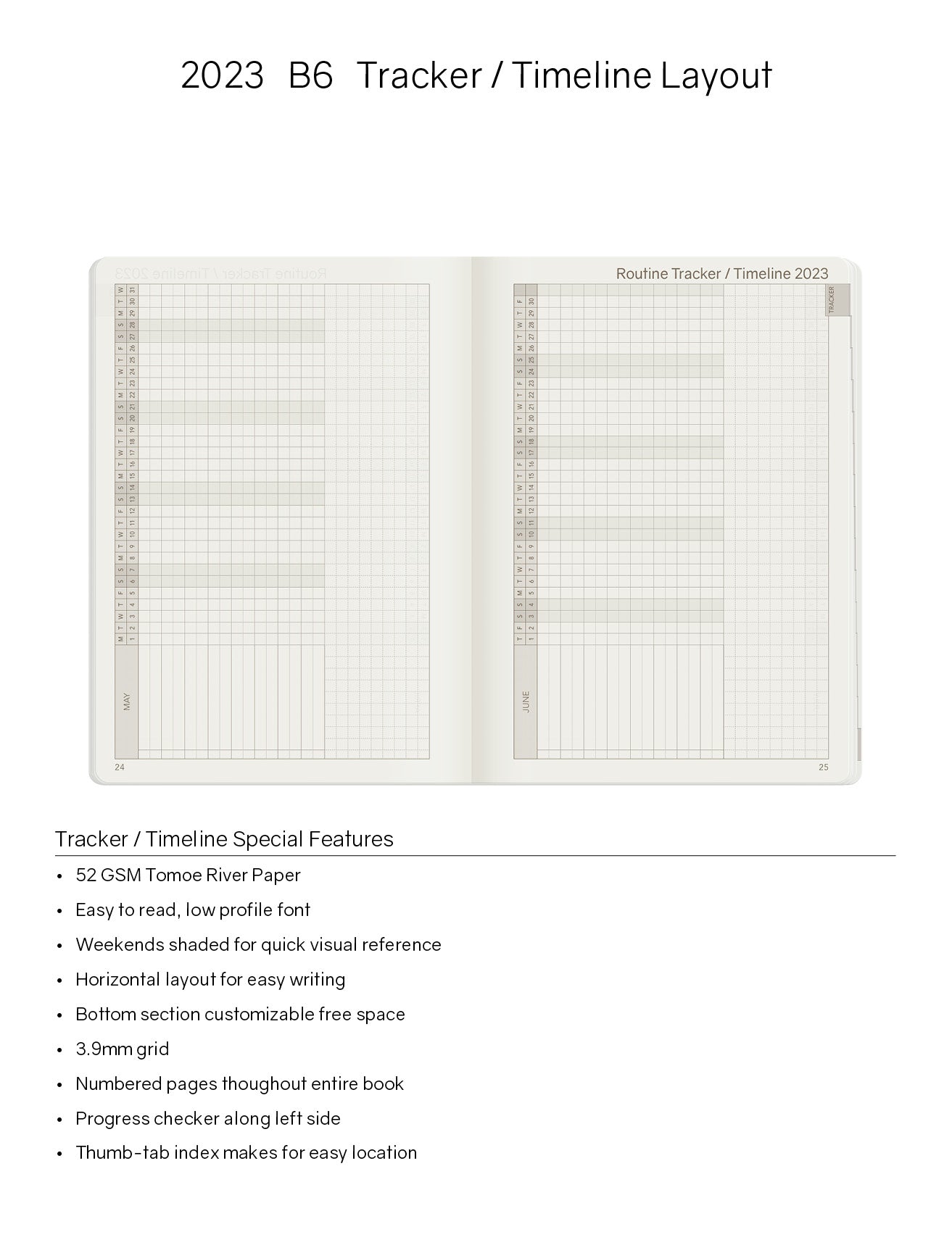 Sale | 2023 B6 Weekly Planner | 52gsm Tomoe River Paper | Core | Stacked Weekends