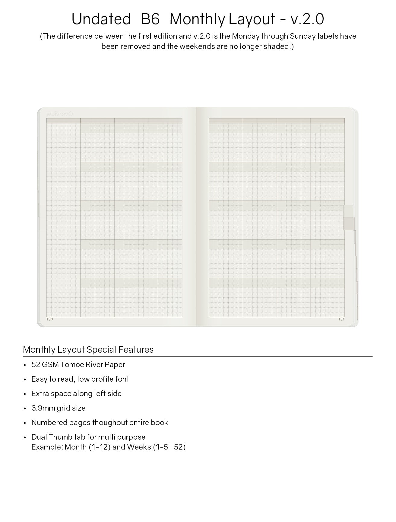 B6 Undated Weekly Planner v.2 | 2023 Edition | Core | Stacked Weekends