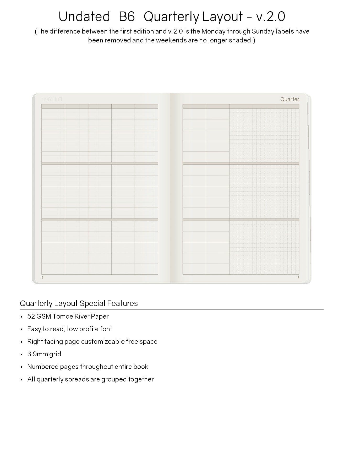 B6 Undated Weekly Planner v.2 | 2023 Edition | Core | Stacked Weekends