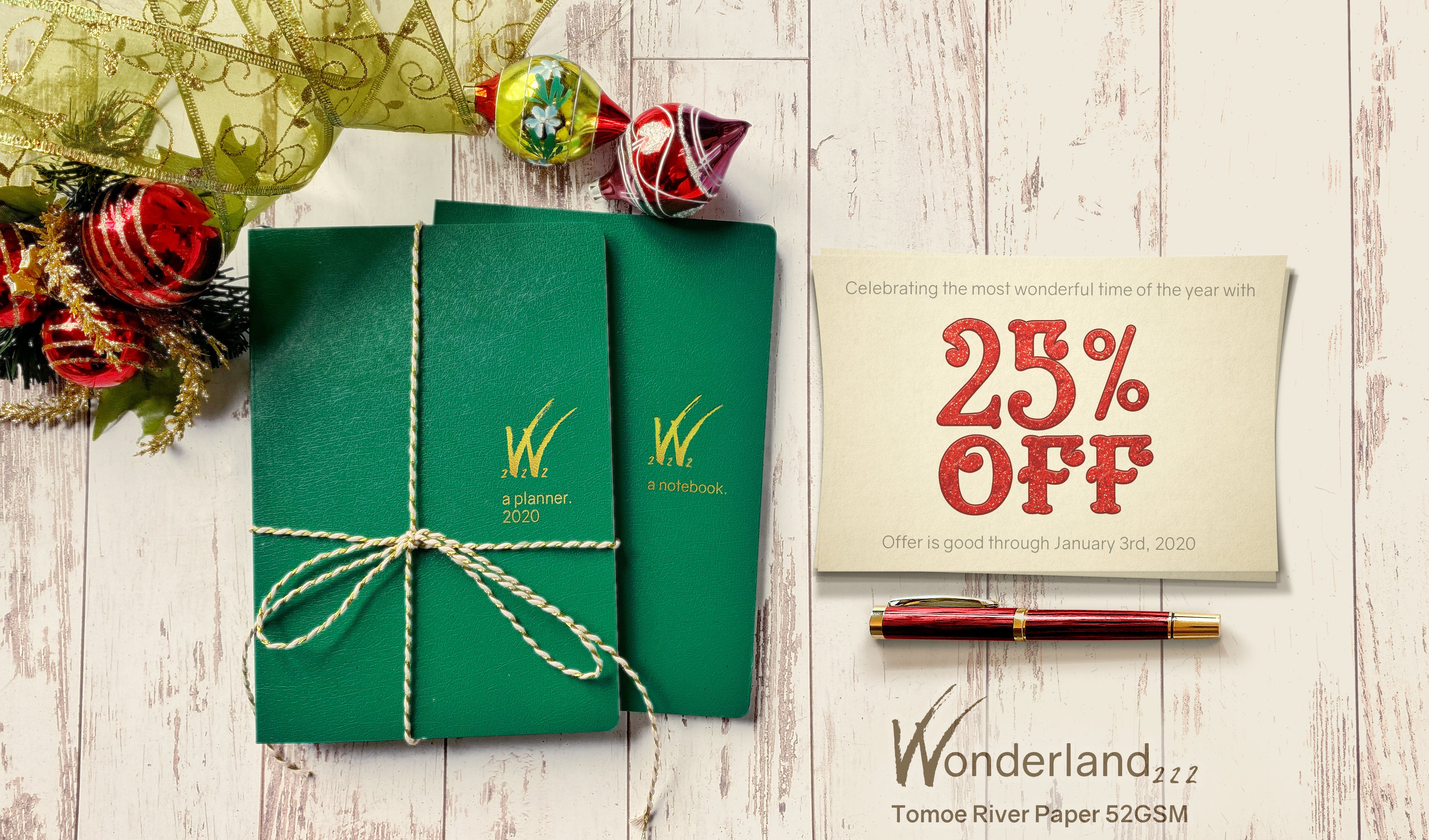 25% OFF HOLIDAY SALE WONDERLAND 222 PLANNER AND NOTEBOOKS FEATURING Tomoe River Paper 