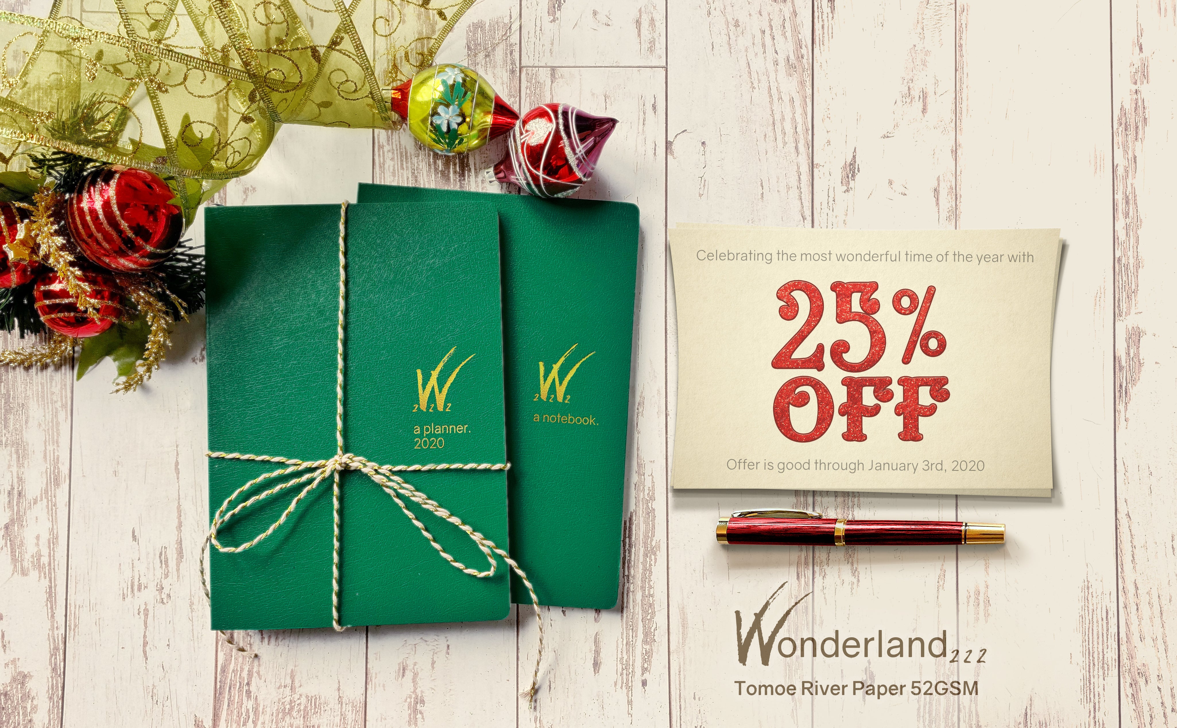 25% OFF HOLIDAY SALE WONDERLAND 222 PLANNER AND NOTEBOOKS FEATURING Tomoe River Paper 