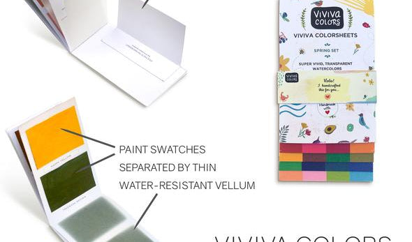 Vivia Watercolor Colorsheets are flat lightweight and portable paint sheets for on the go planning and journaling