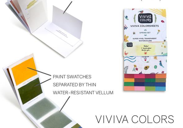 Vivia Watercolor Colorsheets are flat lightweight and portable paint sheets for on the go planning and journaling