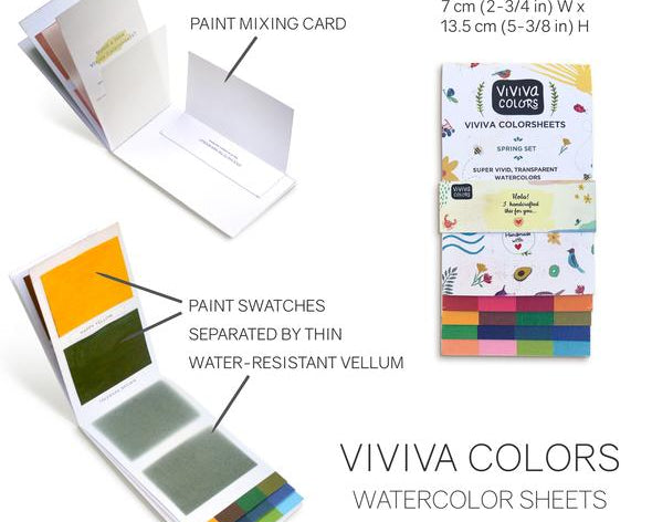 Vivia Watercolor Colorsheets are flat lightweight and portable paint sheets for on the go planning and journaling
