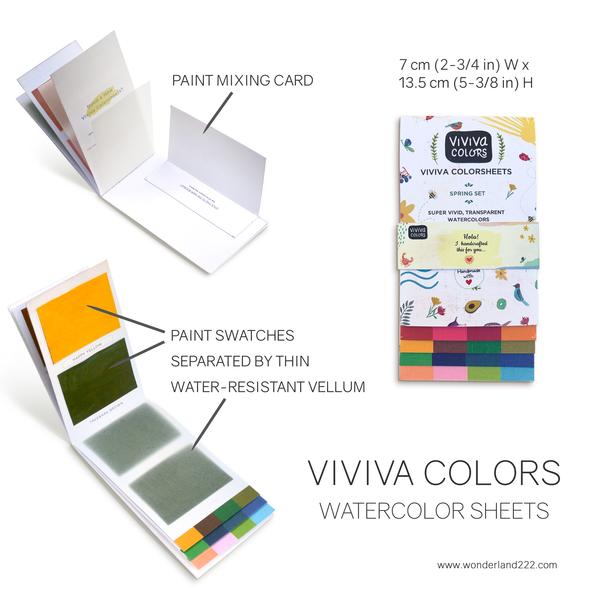 Vivia Watercolor Colorsheets are flat lightweight and portable paint sheets for on the go planning and journaling
