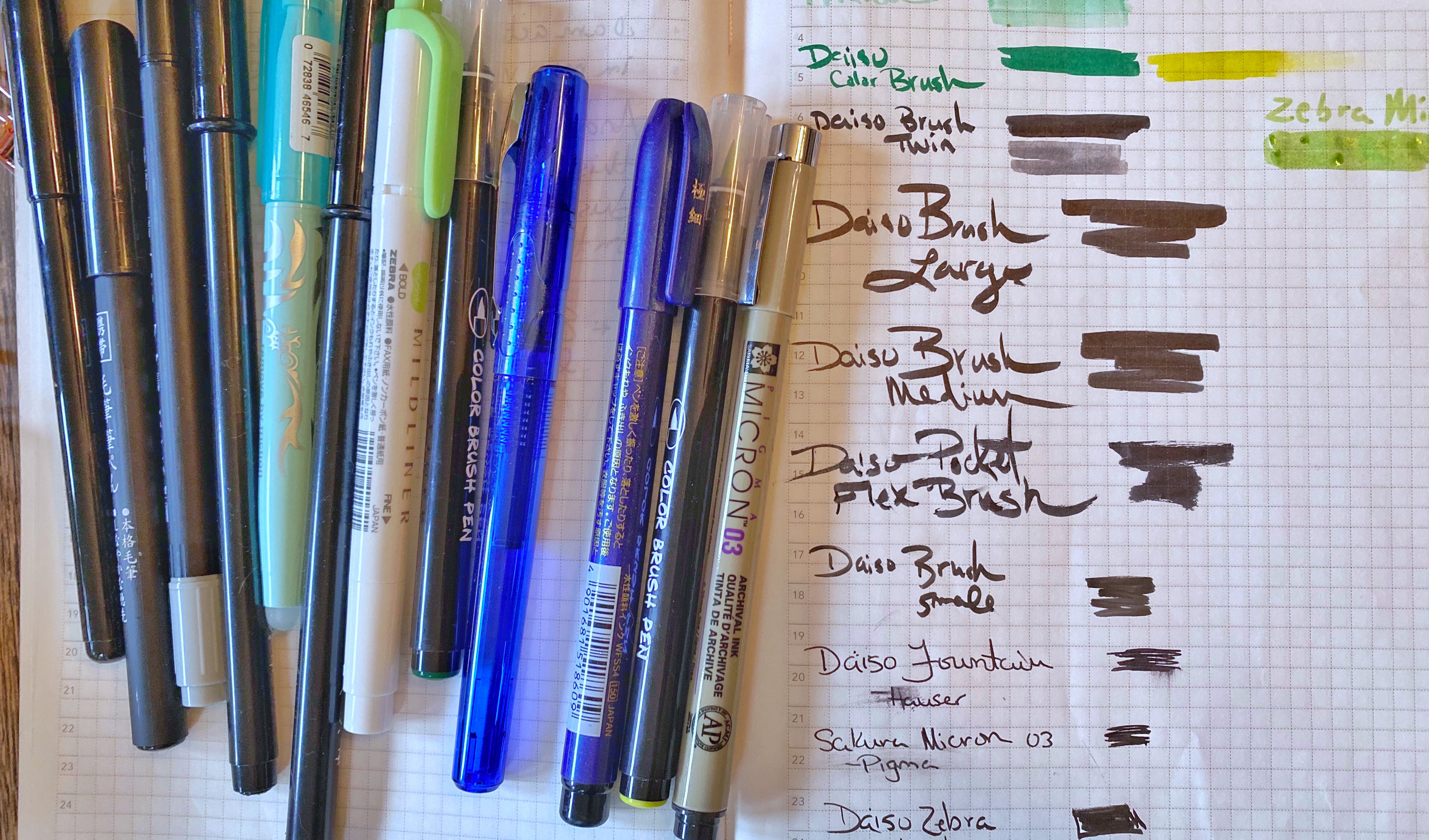 Daiso Pen Test on Tomoe River Paper Notebook