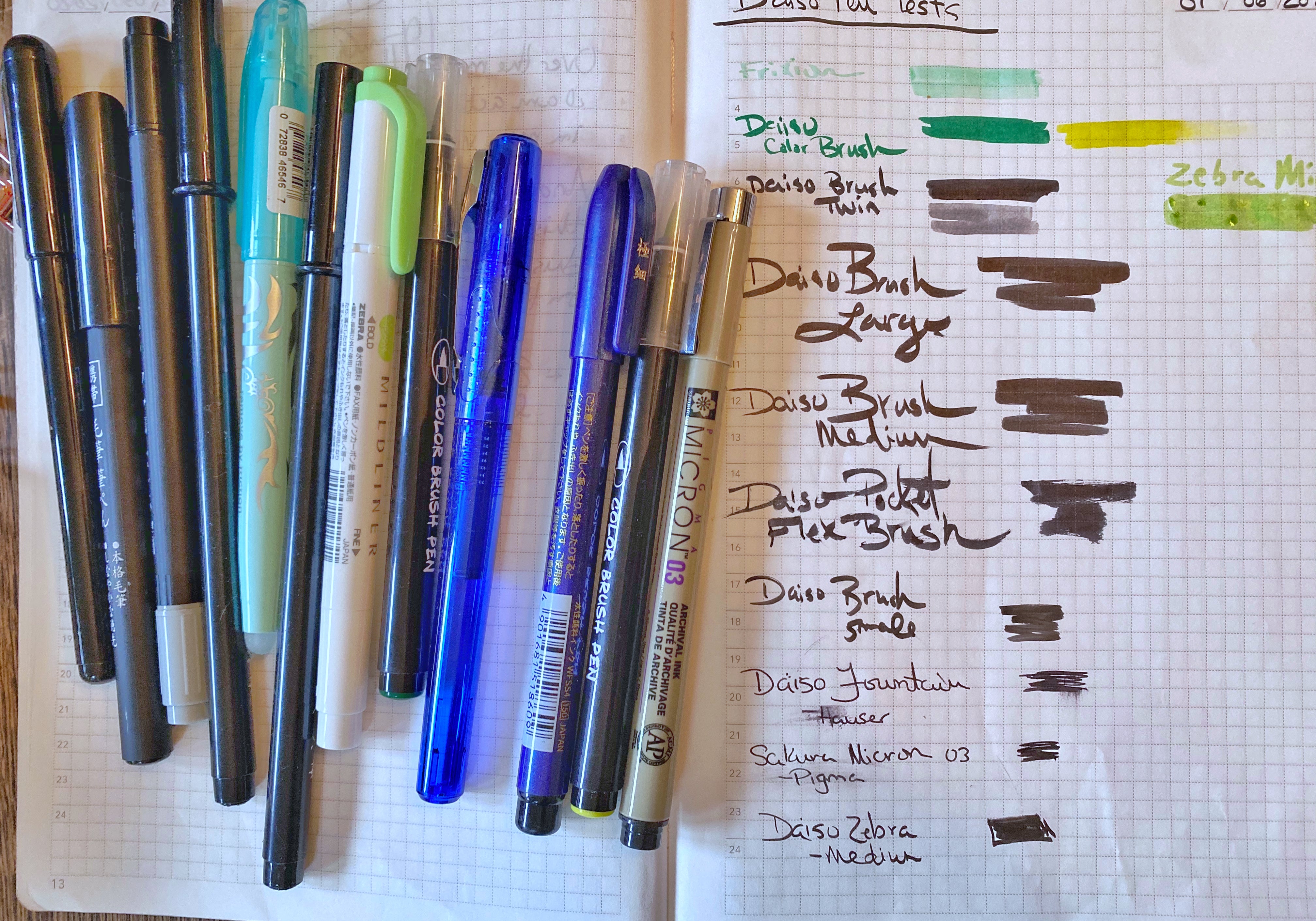 Daiso Pen Test on Tomoe River Paper Notebook