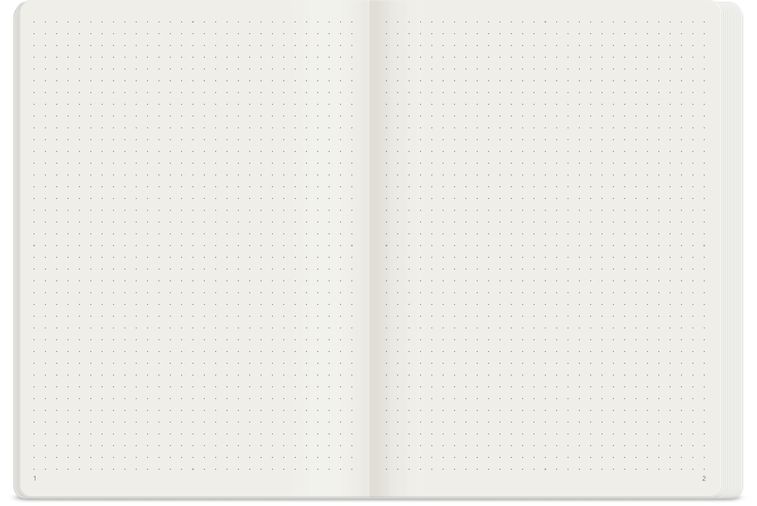 Wonderland 222 A5 dot notebook open to the ultra thin, ultra light weight fountain pen friendly dot paper.