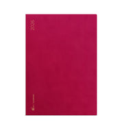 Wonderland 222 2026 A5 planner cover in Calypte Anna pink with gold foil lettering and textured vegan leather style finish.
