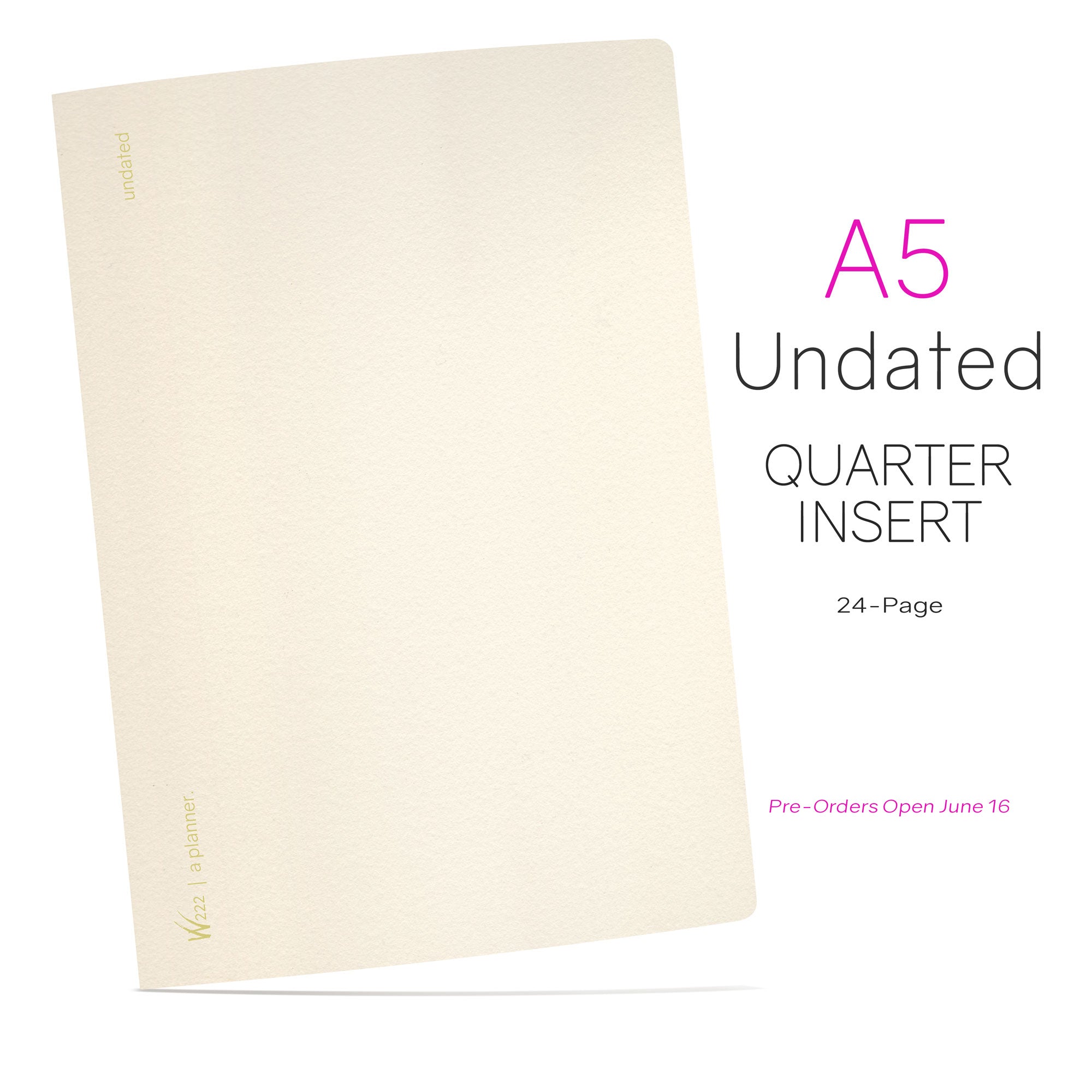 A5 Planner Insert – Quarterly | Fountain Pen Friendly Paper | Wonderland222