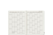 Wonderland 222 2026 A6 Weekly Planner Core Stacked yearly layout, 12 month overview spread across two pages, minimalist grid design on fountain pen friendly white paper