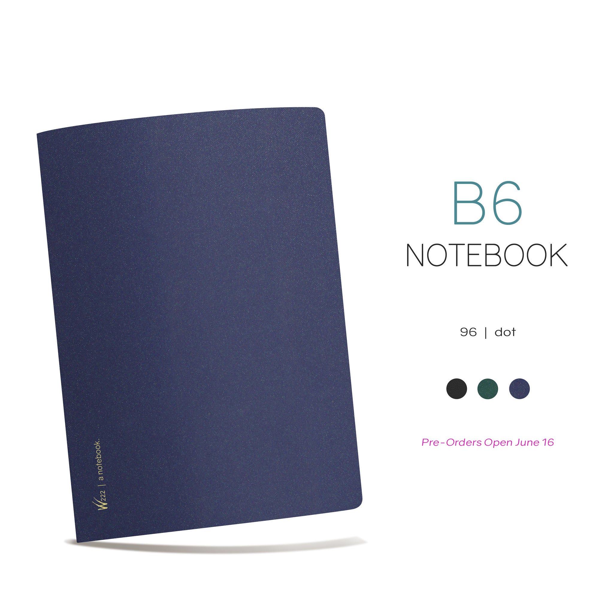 Wonderland 222 B6, 96-page, dot notebook in Shimmering blueberry, Shimmering pine and ,midnight sky