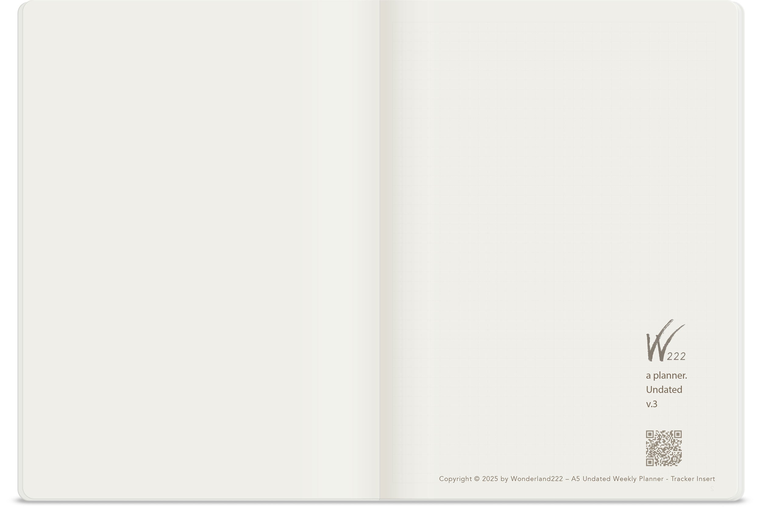 Wonderland 222 undated tracker booklet insert title page