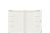 Wonderland 222 2026 A6 planner May Review and June Overview layout featuring quadrant style reflection sections and minimalist dot grid design on white fountain pen friendly paper