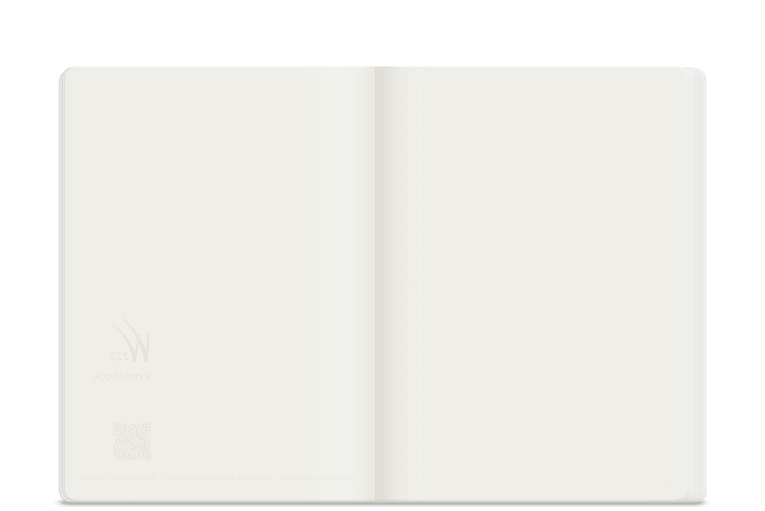 Wonderland 222 B6 notebook blank interior pages on warm white, ultra thin, fountain pen friendly paper